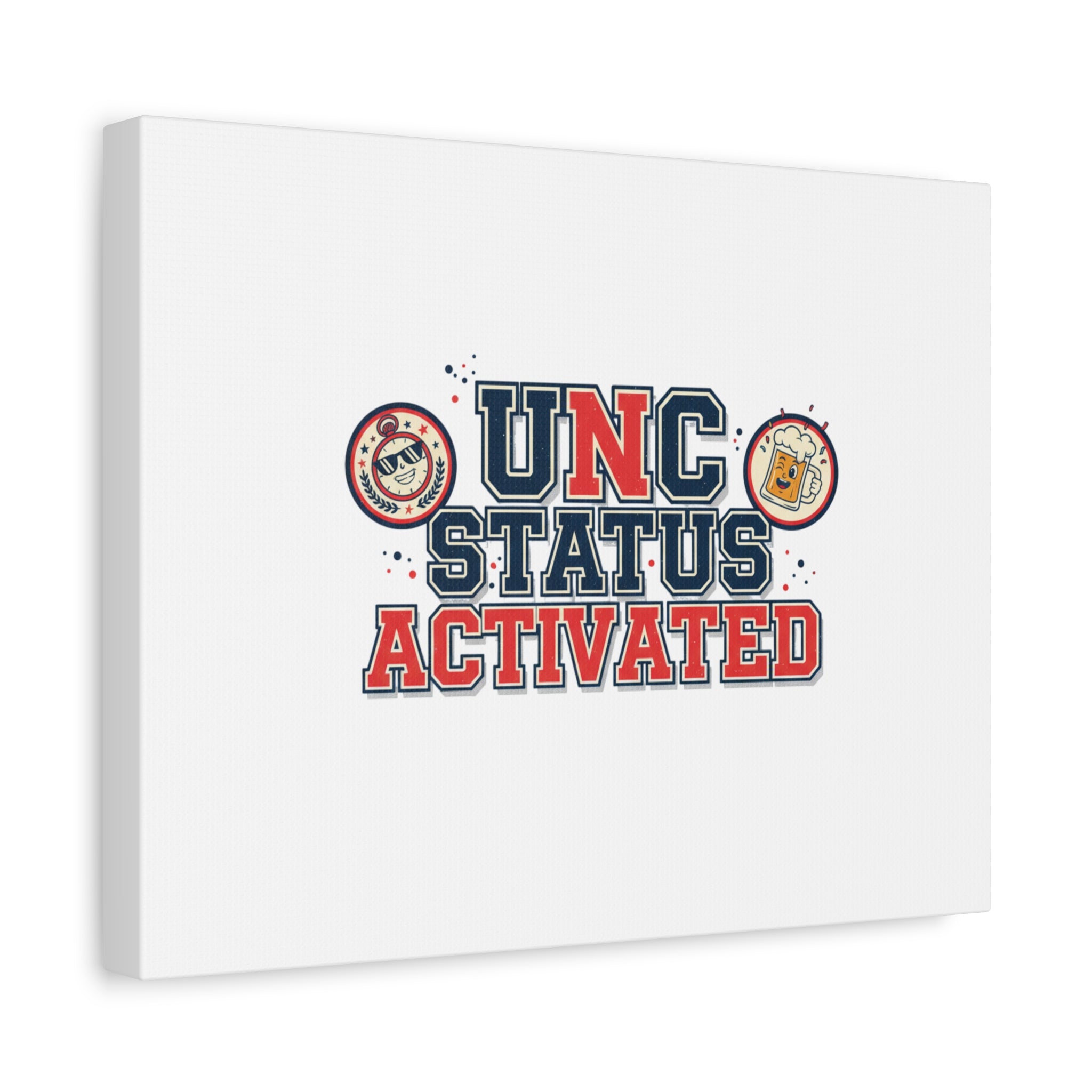 UNC Status Activated Canvas, Stretched | Varsity Crest, Midlife Humor
