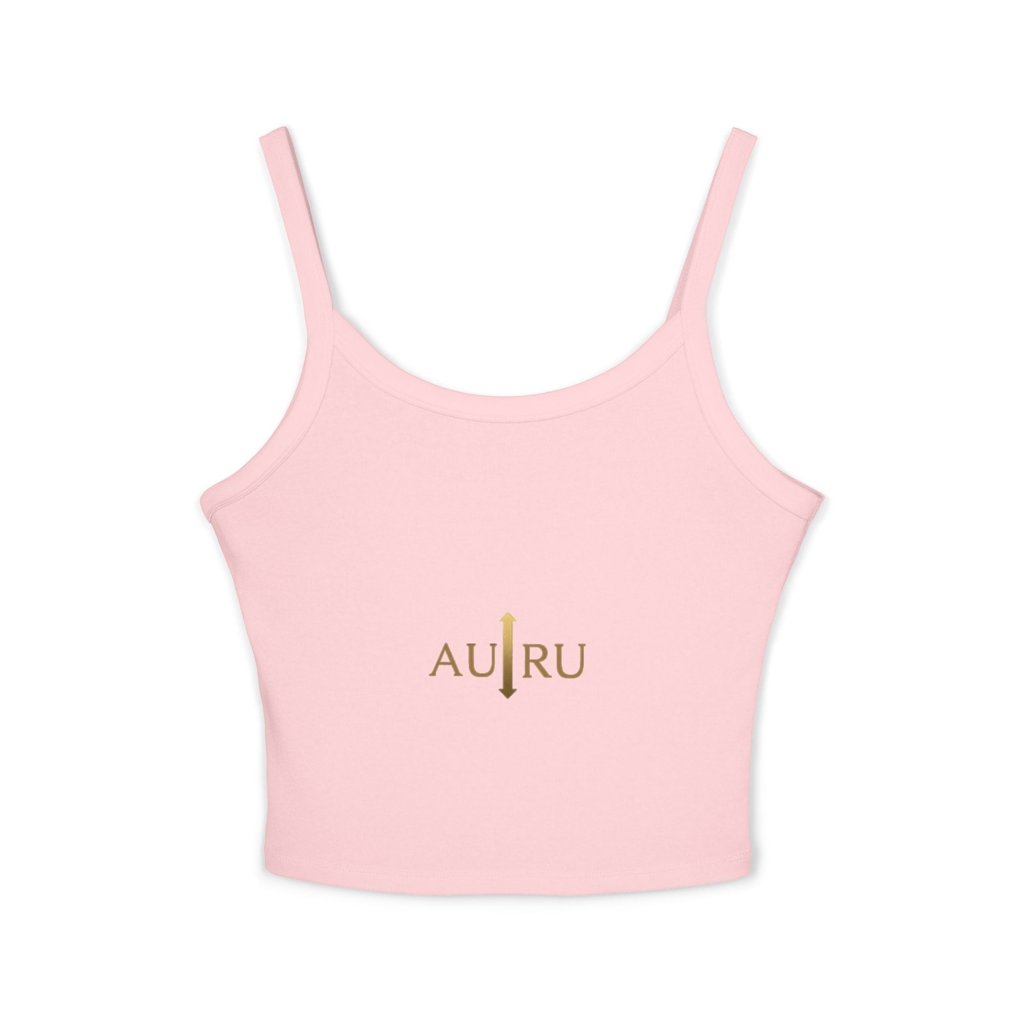 Au/Ru Gold Logo Spaghetti Strap Tank Top — Women's Cropped Logo Tank