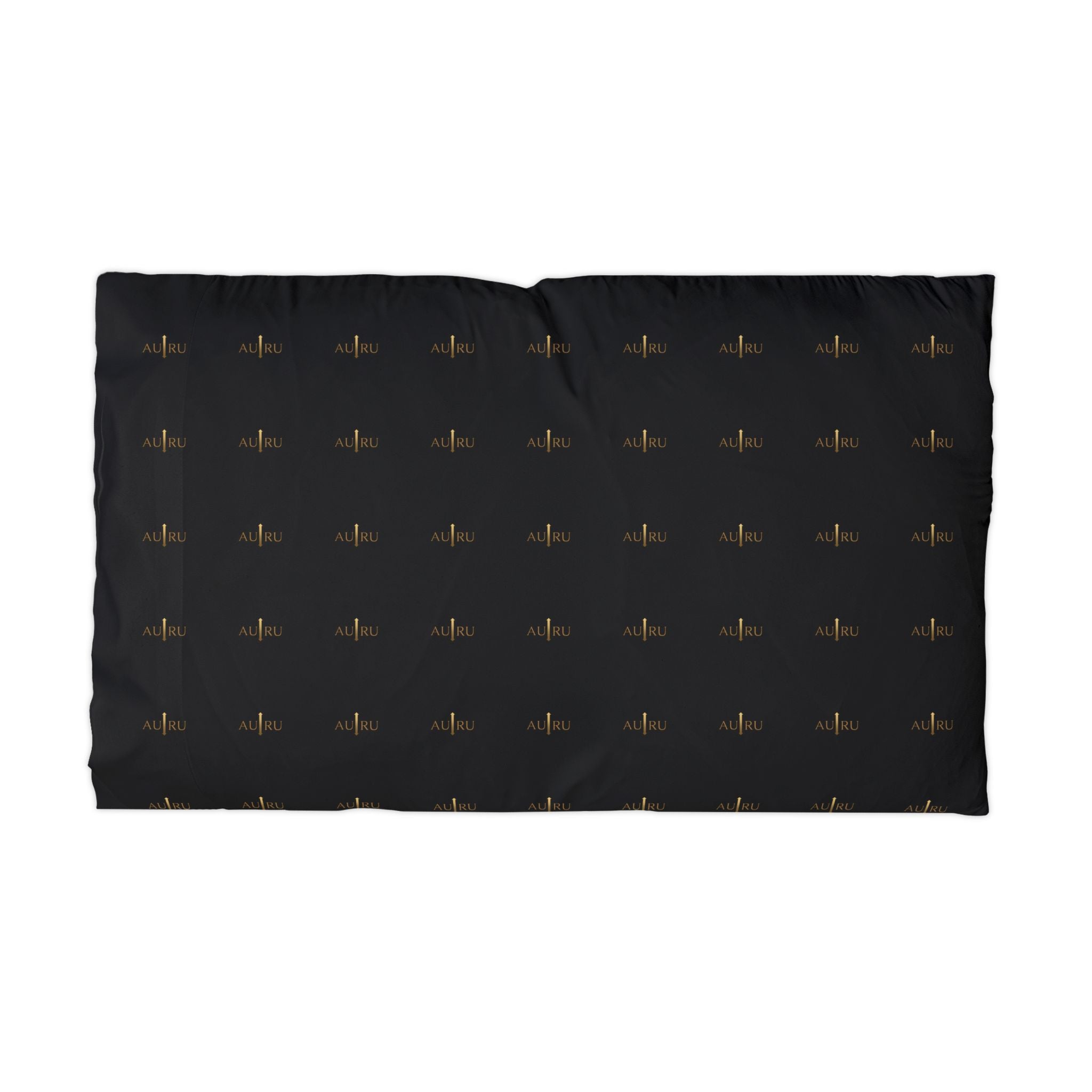 Black Microfiber Pillowcase with Subtle Gold Starburst Pattern — Elegant Bedroom Accent