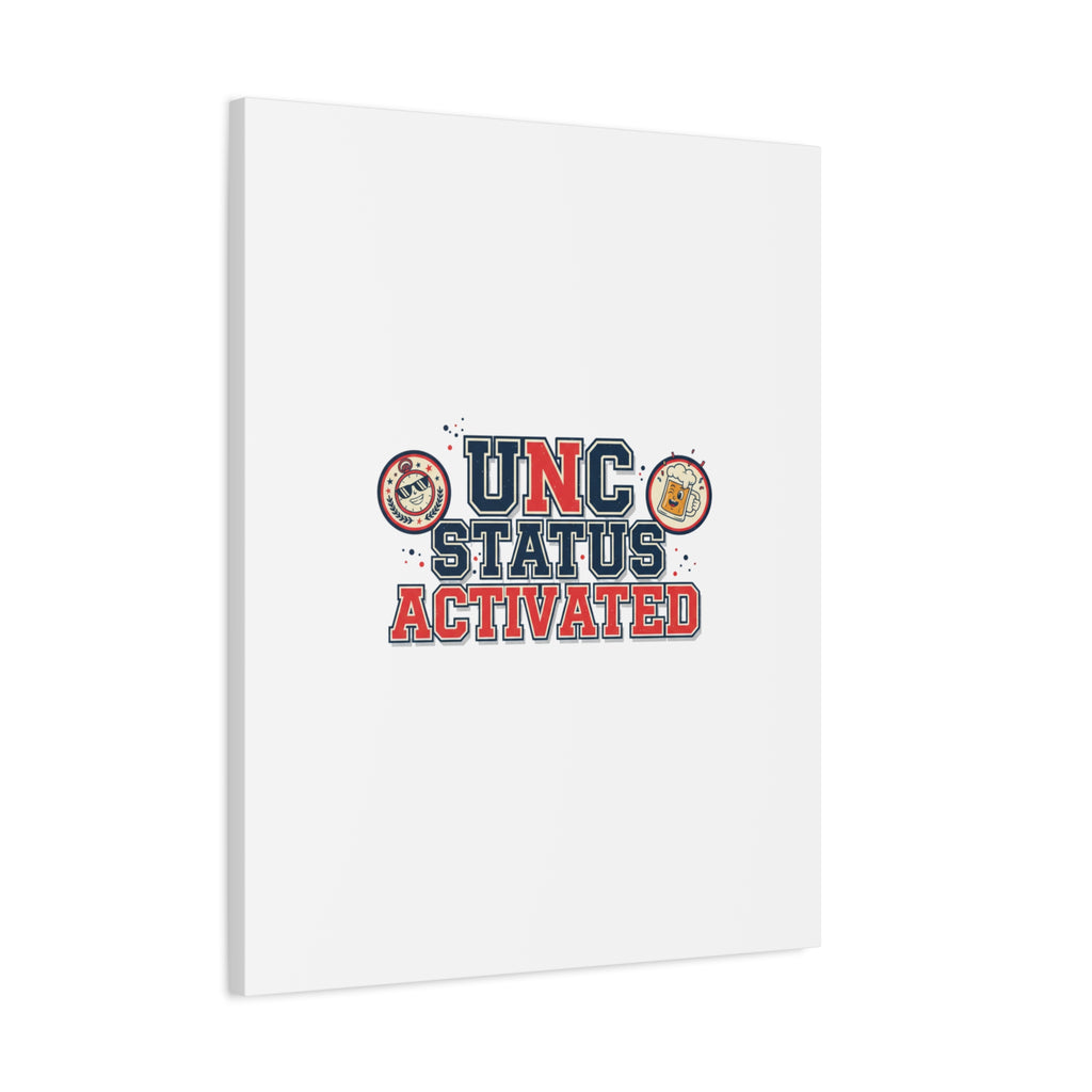 UNC Status Activated Canvas, Stretched | Varsity Crest, Midlife Humor
