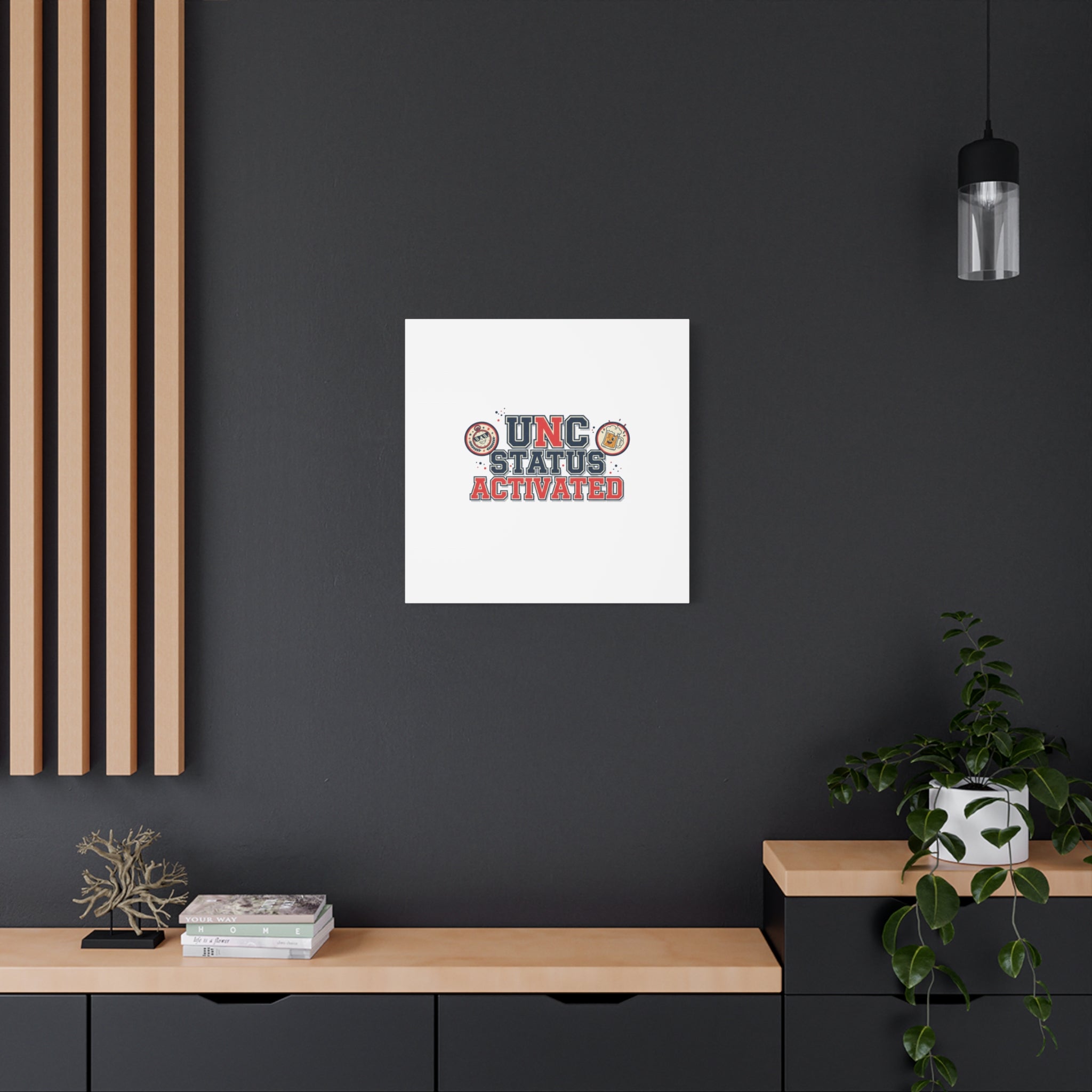 UNC Status Activated Canvas, Stretched | Varsity Crest, Midlife Humor