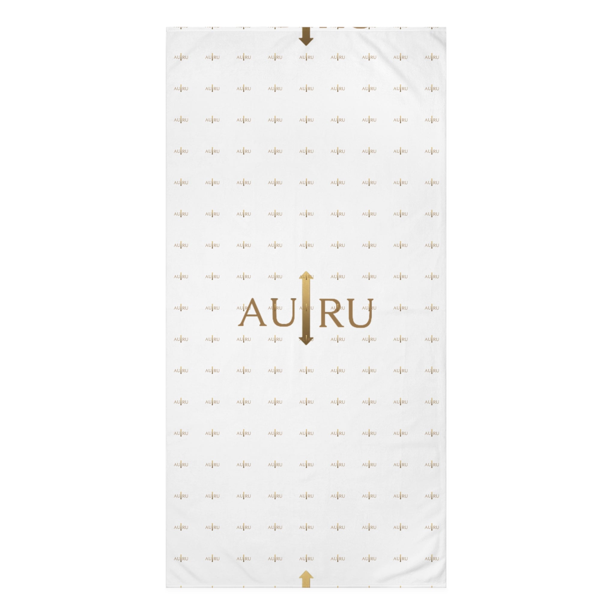 Luxury AU|RU-Logo Cotton Beach Towel — Gold Monogram Pattern