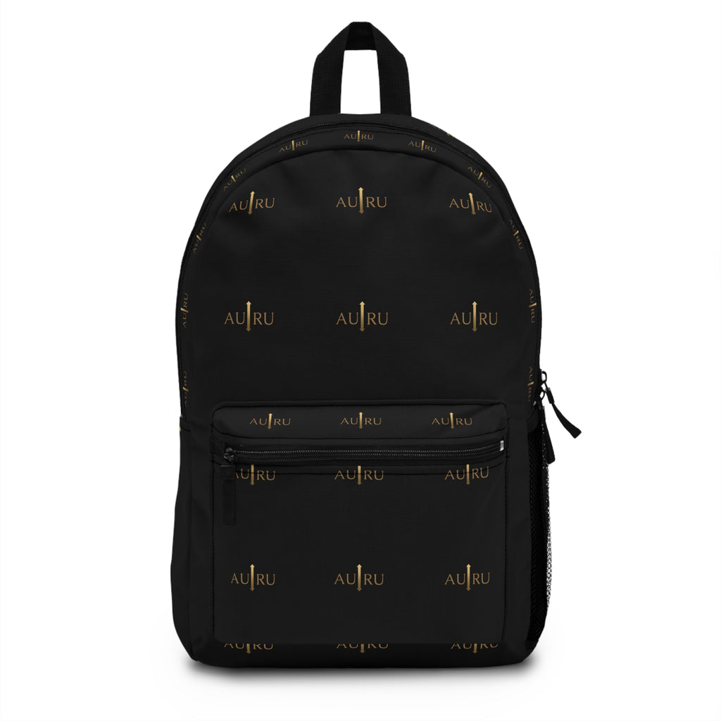 Black Logo Backpack — Sleek AU|RU Monogram Daypack