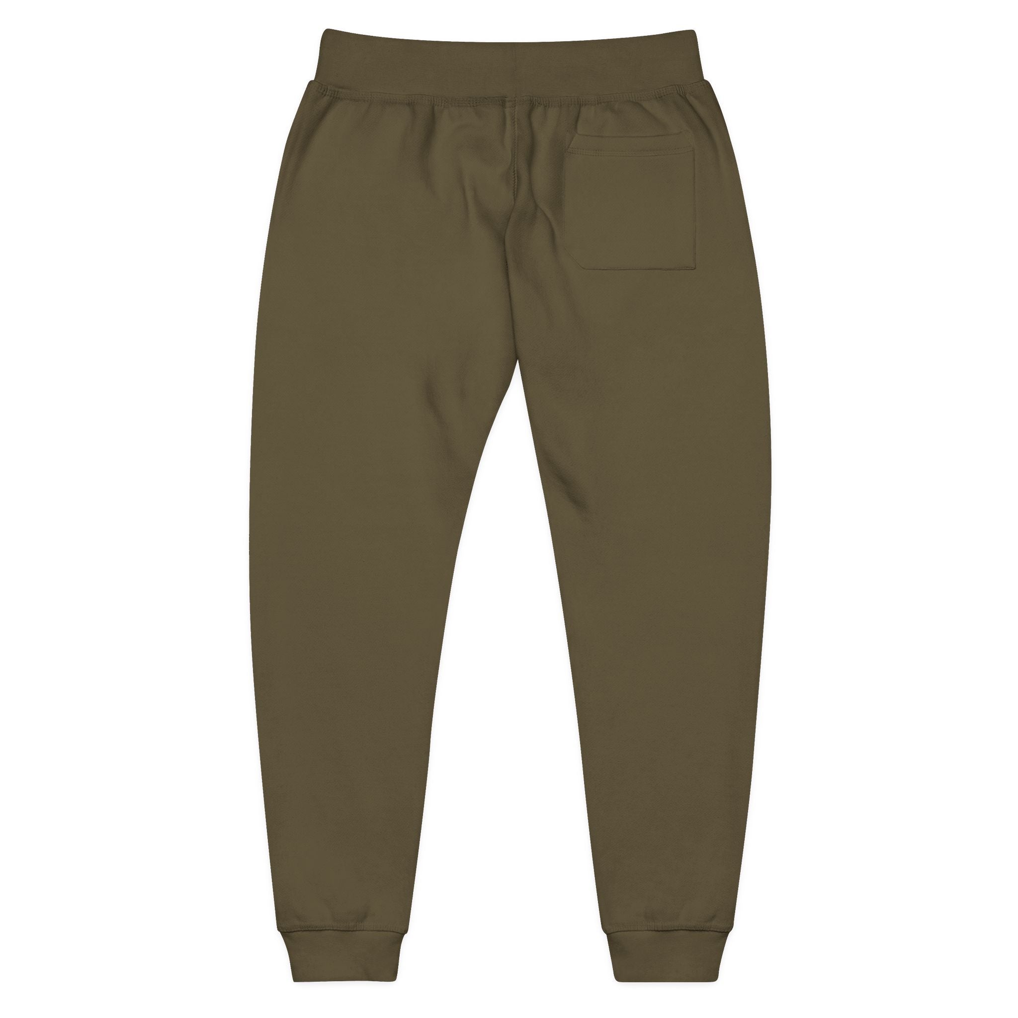 Embroidered Olive Fleece Sweatpants — Cozy Joggers with Minimal Gold Accent