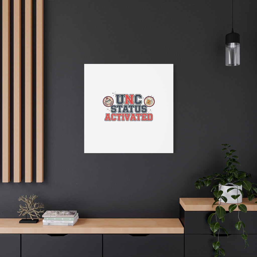 UNC Status Activated Canvas, Stretched | Varsity Crest, Midlife Humor