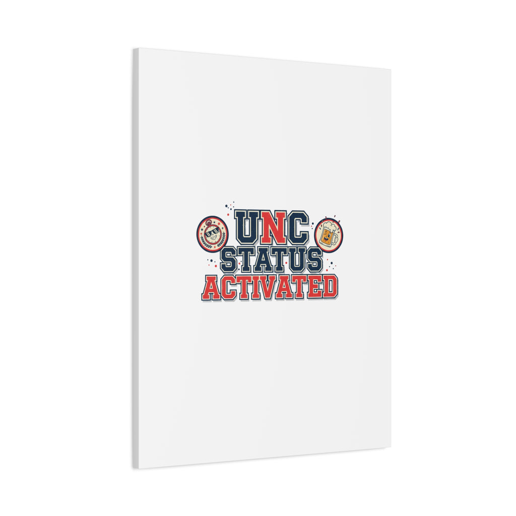 UNC Status Activated Canvas, Stretched | Varsity Crest, Midlife Humor