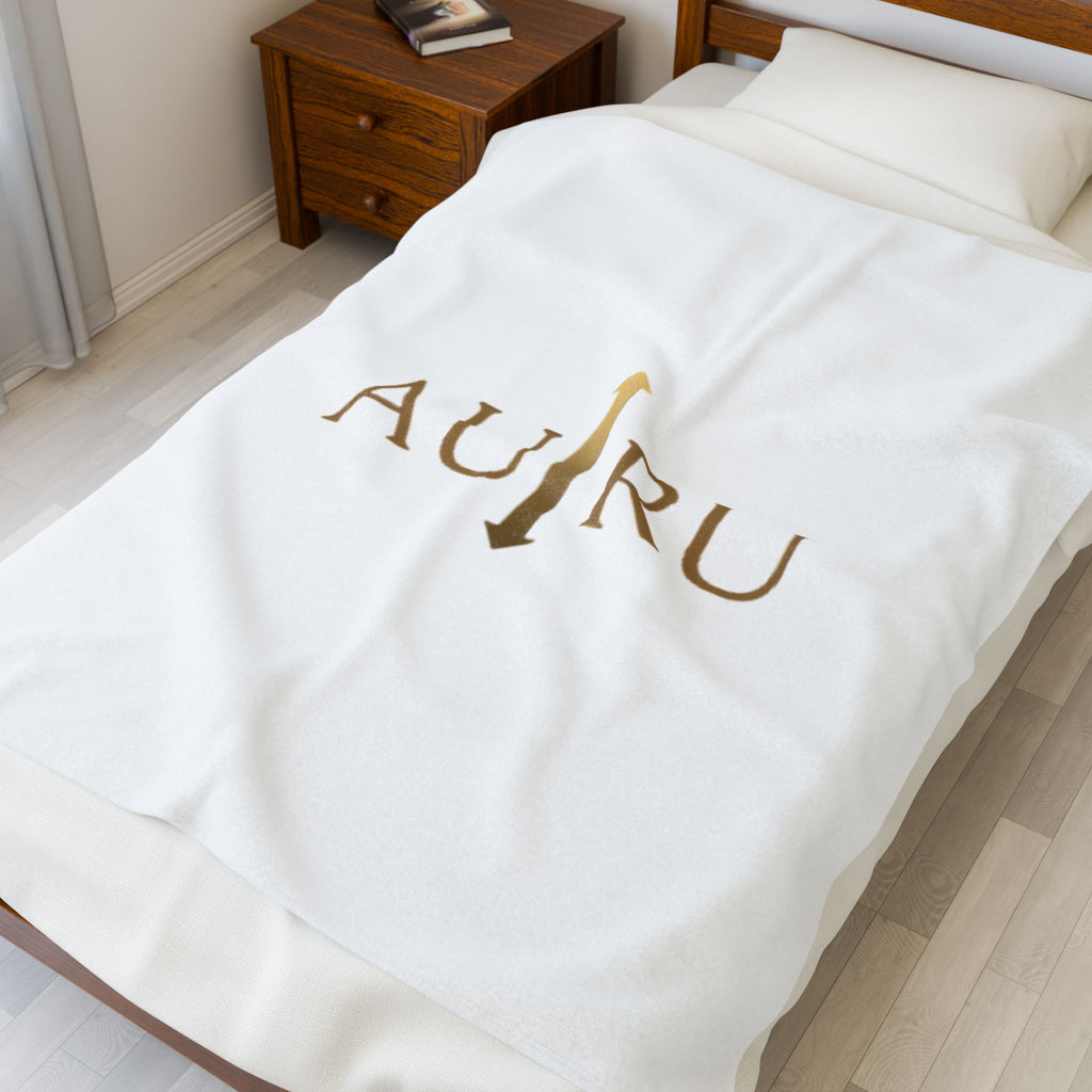 AURU Gold Arrow Velveteen Plush Blanket — Luxe Soft Throw for Home, Gifts & Relaxation