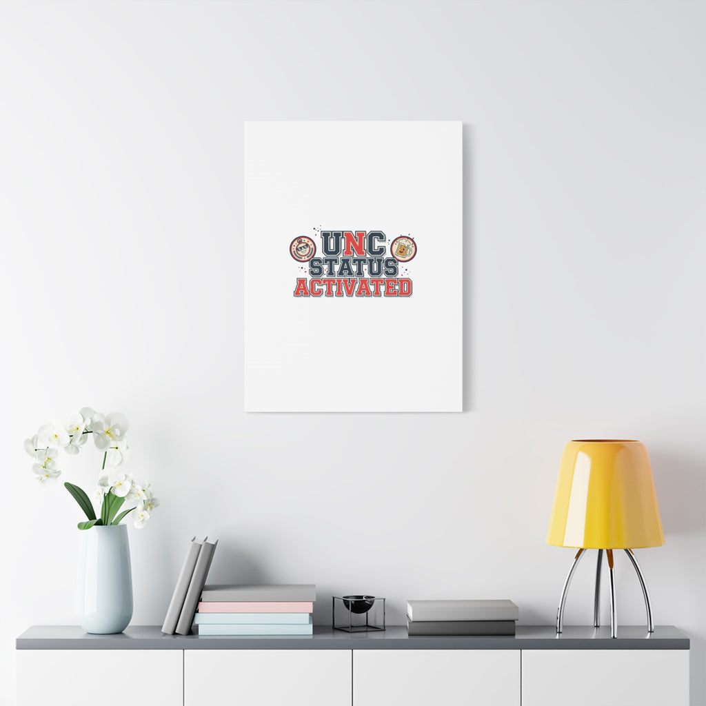 UNC Status Activated Canvas, Stretched | Varsity Crest, Midlife Humor