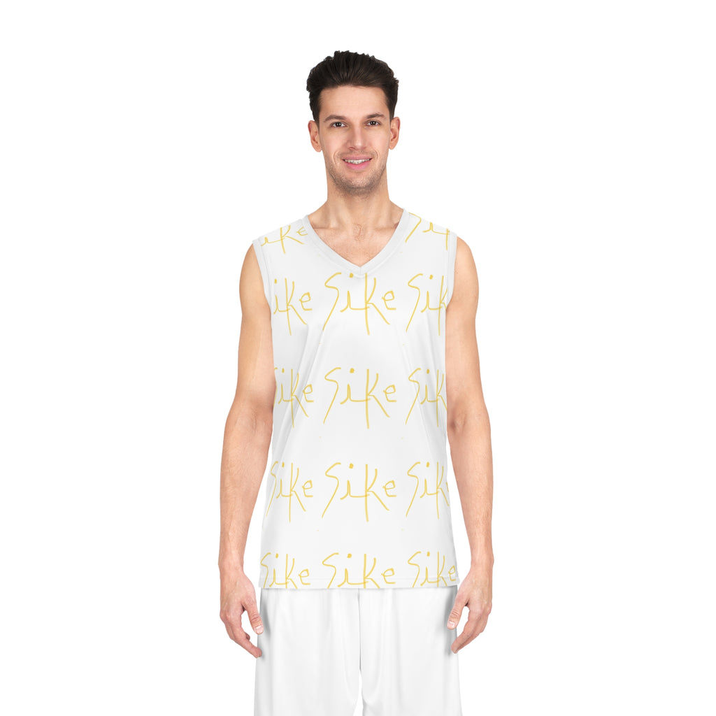 Gold Script 'Sike' Basketball Jersey — All-Over Print Athletic Tank AURU