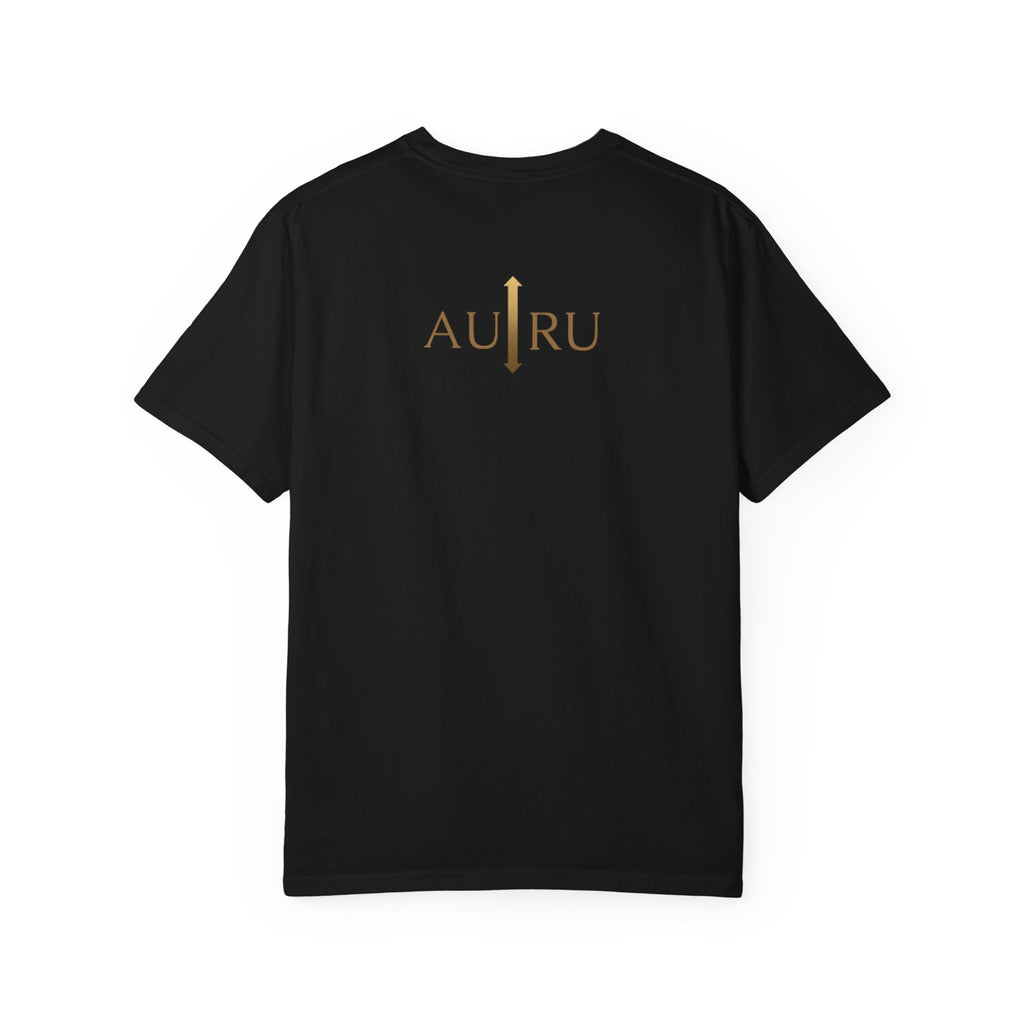 Sike Script Tee — White Garment-Dyed Cotton T-Shirt with Gold Logo-AU|RU BRAND
