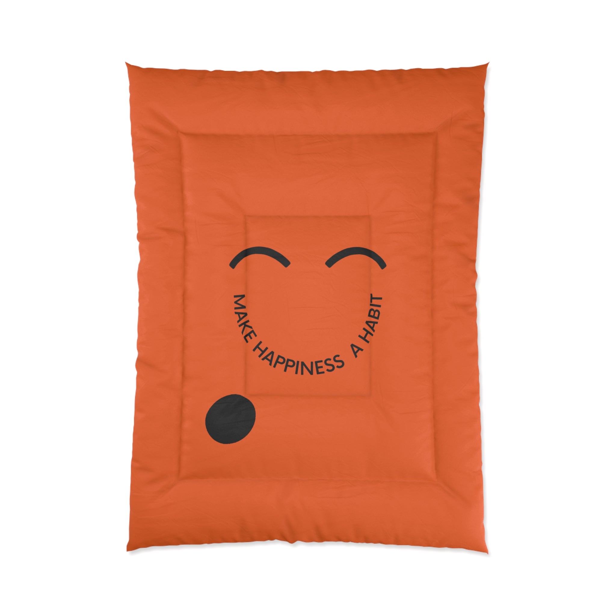 Comforter - "Make Happiness a Habit" Smiley Face Orange Bedding