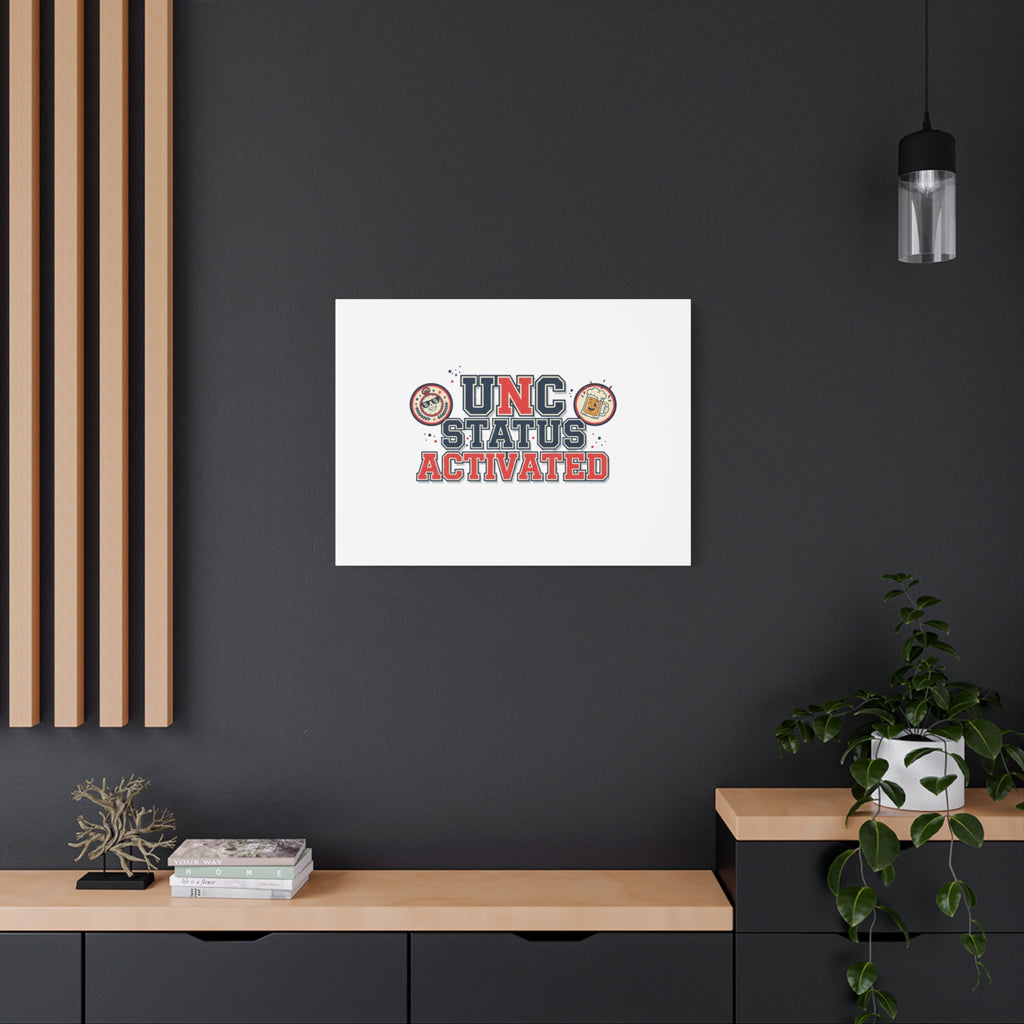 UNC Status Activated Canvas, Stretched | Varsity Crest, Midlife Humor