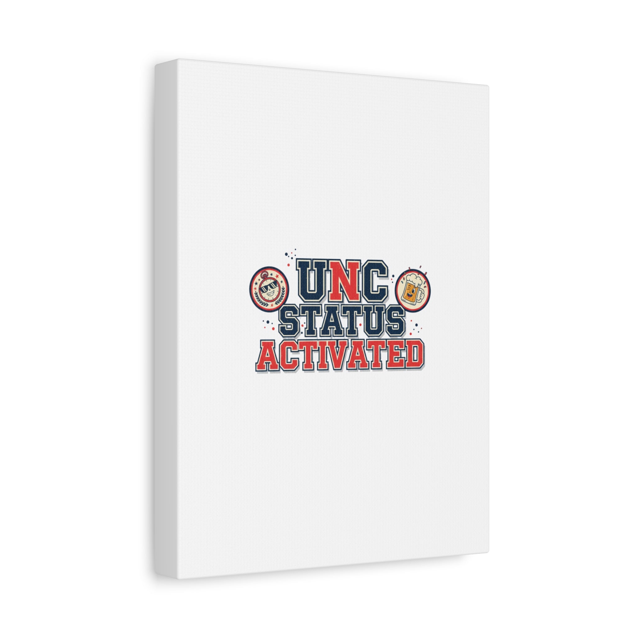 UNC Status Activated Canvas, Stretched | Varsity Crest, Midlife Humor