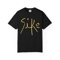 Sike Script Tee — White Garment-Dyed Cotton T-Shirt with Gold Logo-AU|RU BRAND