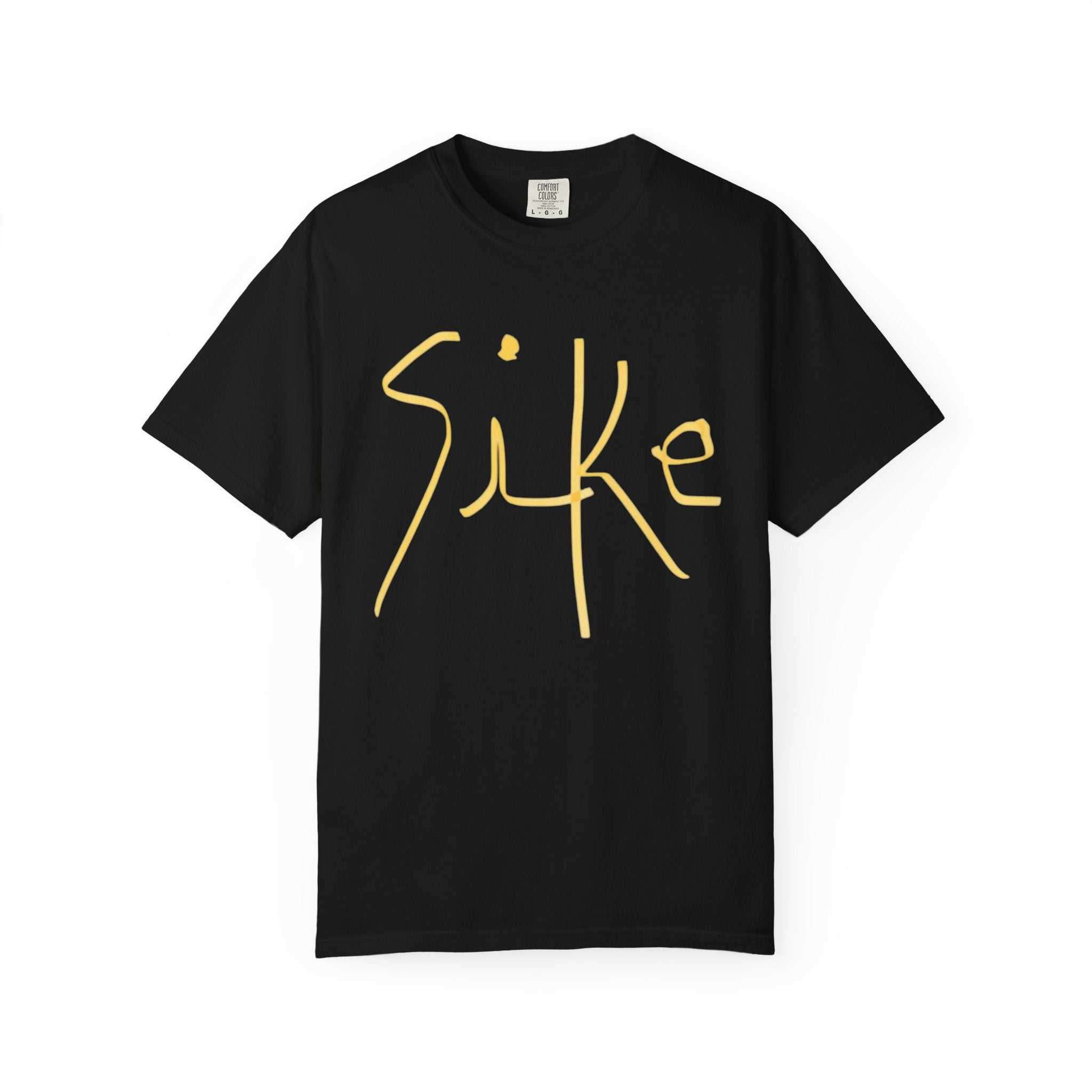 Sike Script Tee — White Garment-Dyed Cotton T-Shirt with Gold Logo-AU|RU BRAND