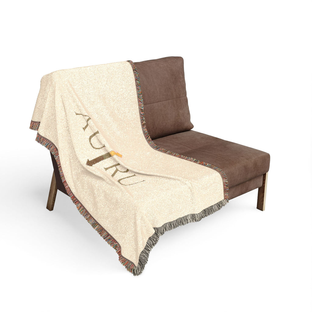 AU|RU Arrow Logo Woven Blanket — Reversible Vintage Fringe Throw