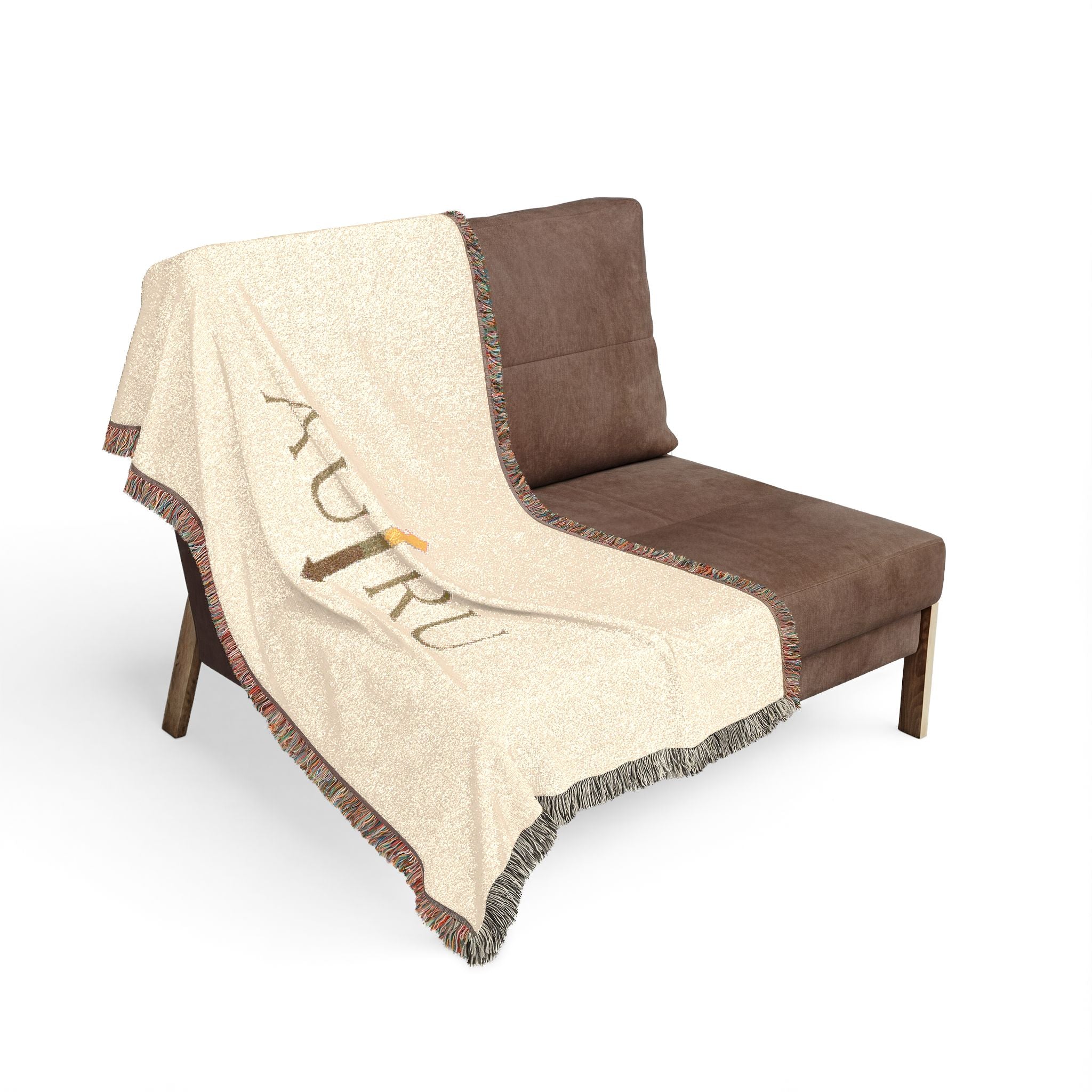 AU|RU Arrow Logo Woven Blanket — Reversible Vintage Fringe Throw