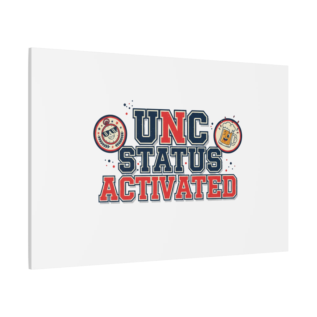 UNC Status Activated Canvas, Stretched | Varsity Crest, Midlife Humor