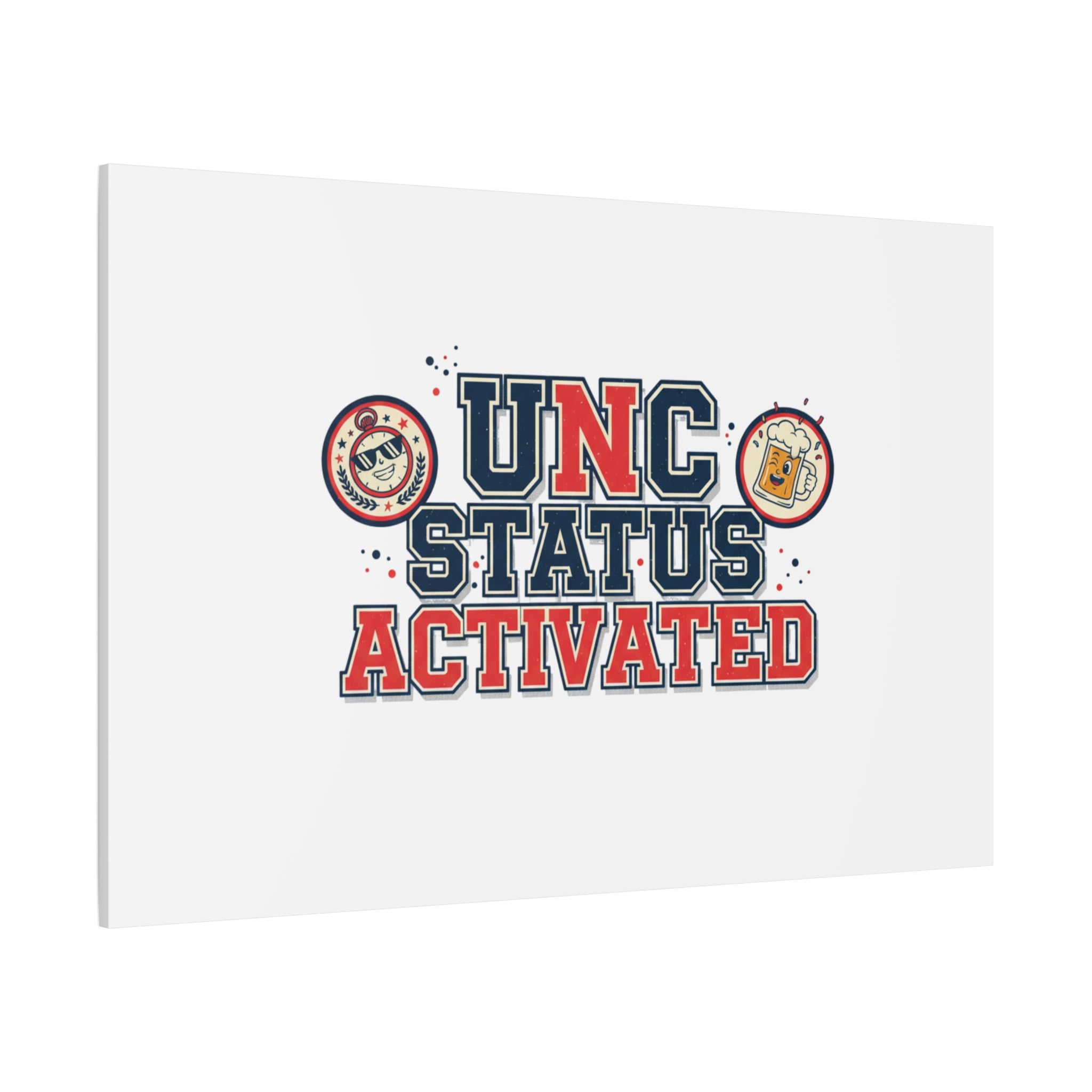 UNC Status Activated Canvas, Stretched | Varsity Crest, Midlife Humor
