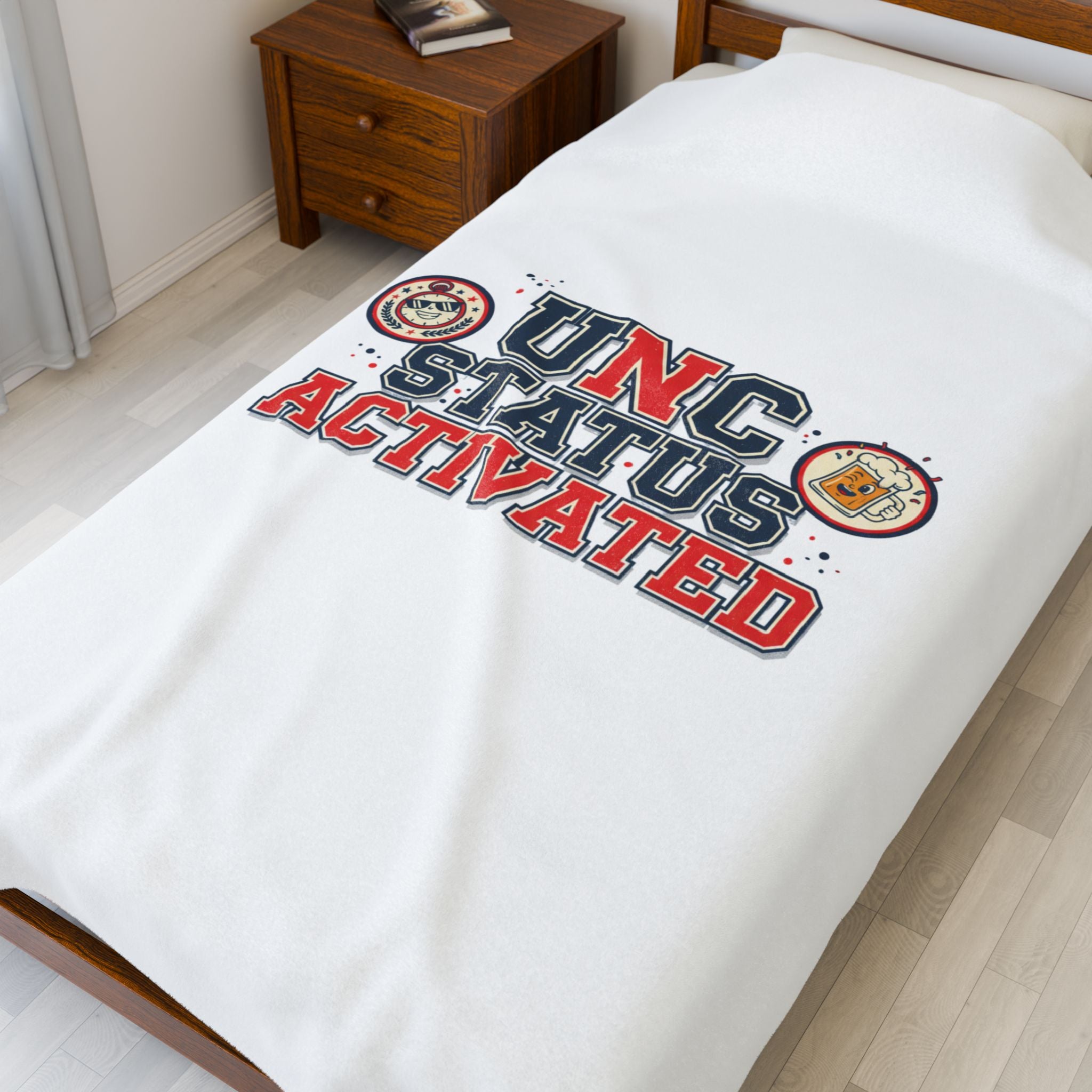 UNC Status Activated Blanket | Vintage Varsity Crest, Midlife Humor