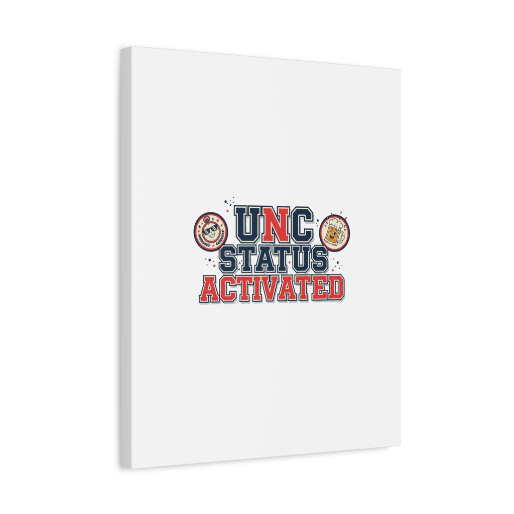 UNC Status Activated Canvas, Stretched | Varsity Crest, Midlife Humor