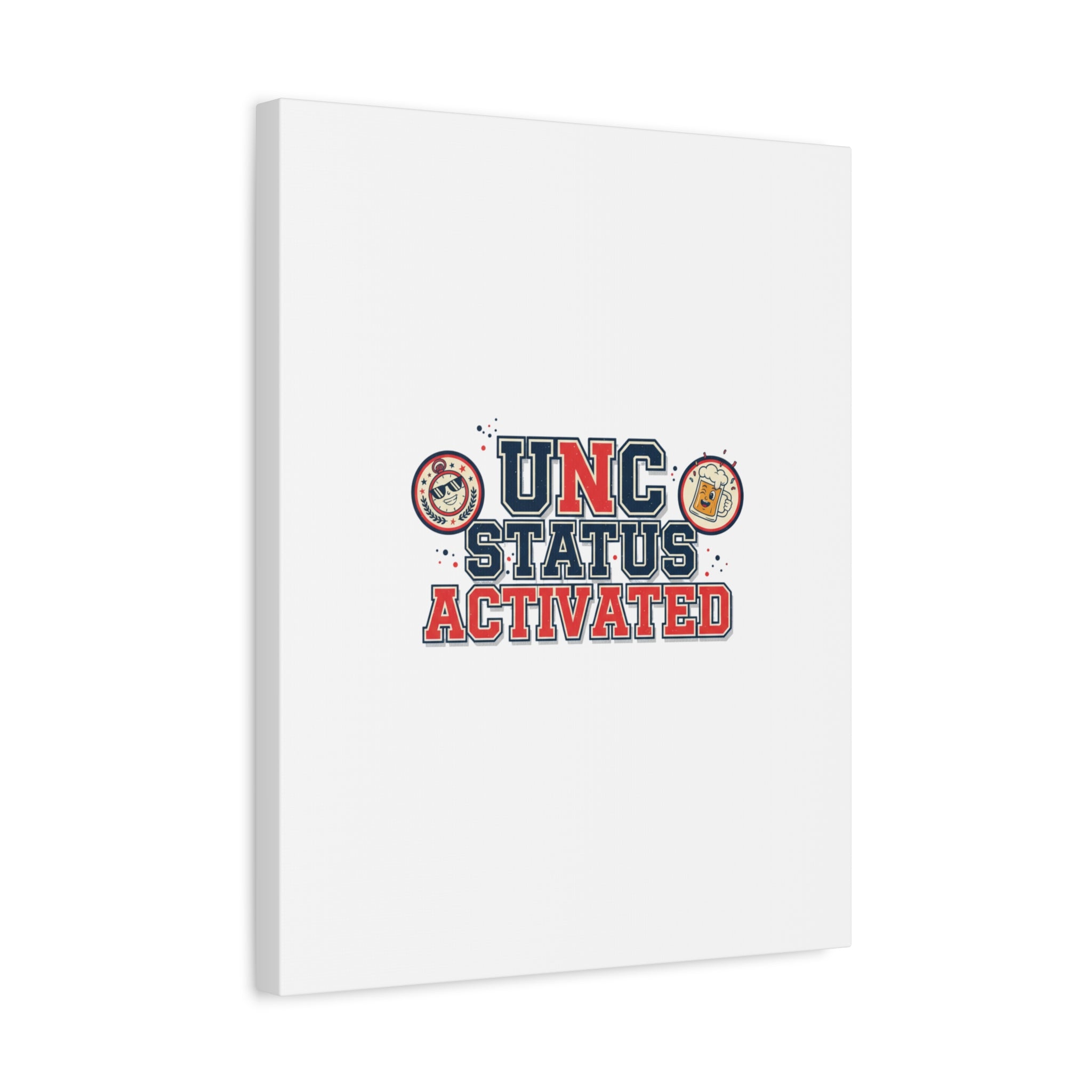UNC Status Activated Canvas, Stretched | Varsity Crest, Midlife Humor