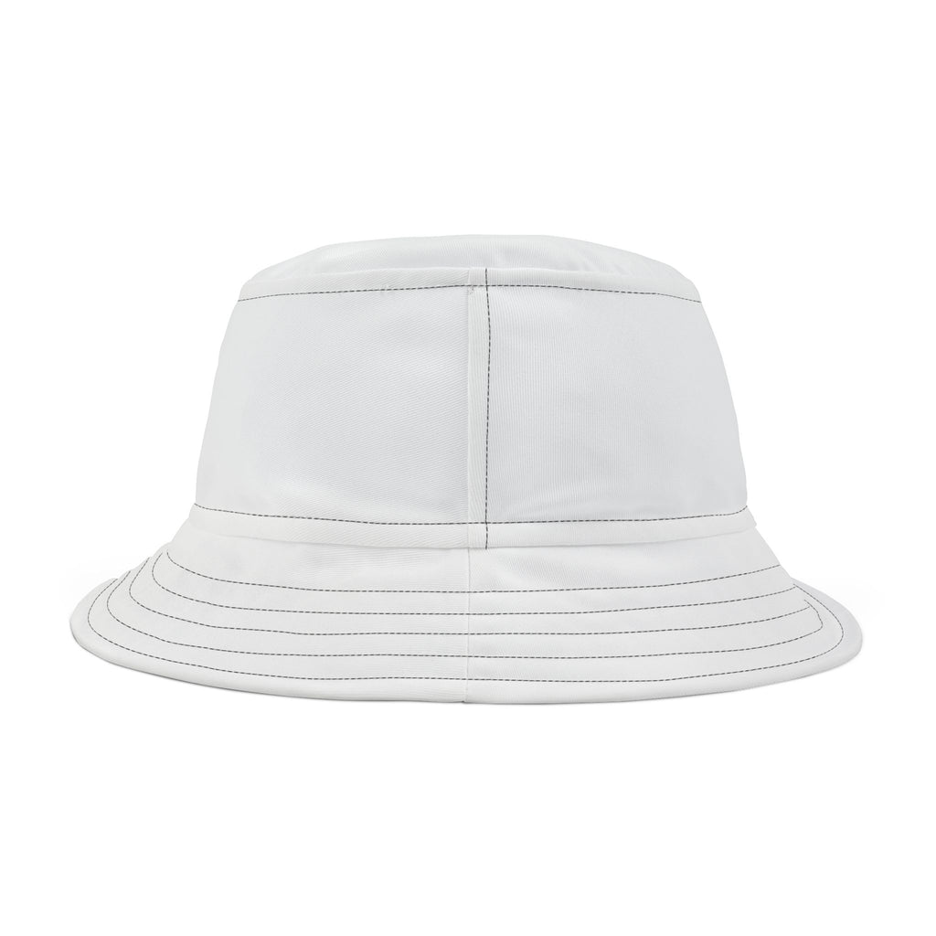 Au/Ru Gold Arrow Logo Bucket Hat — Embroidered White Sun Hat