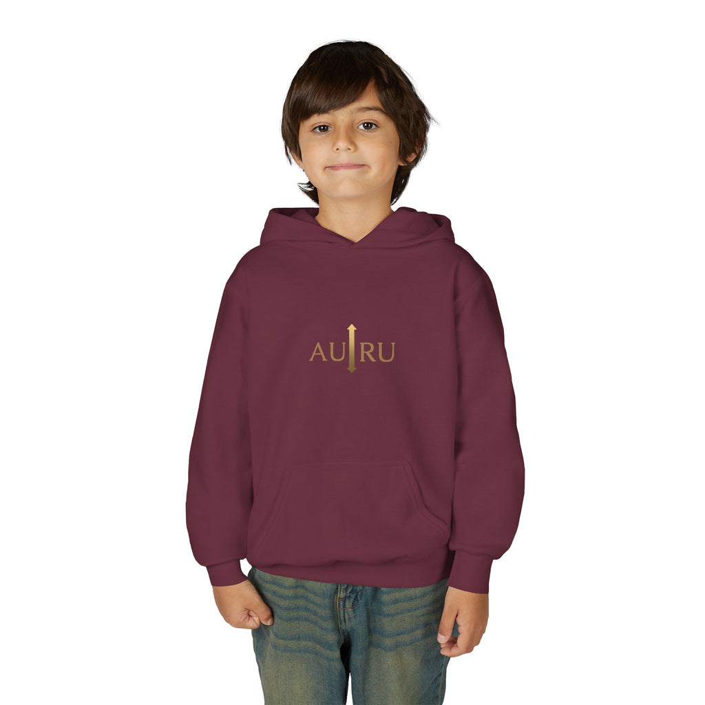 Youth Hoodie — Minimal 'AURU' Gold Logo Pullover