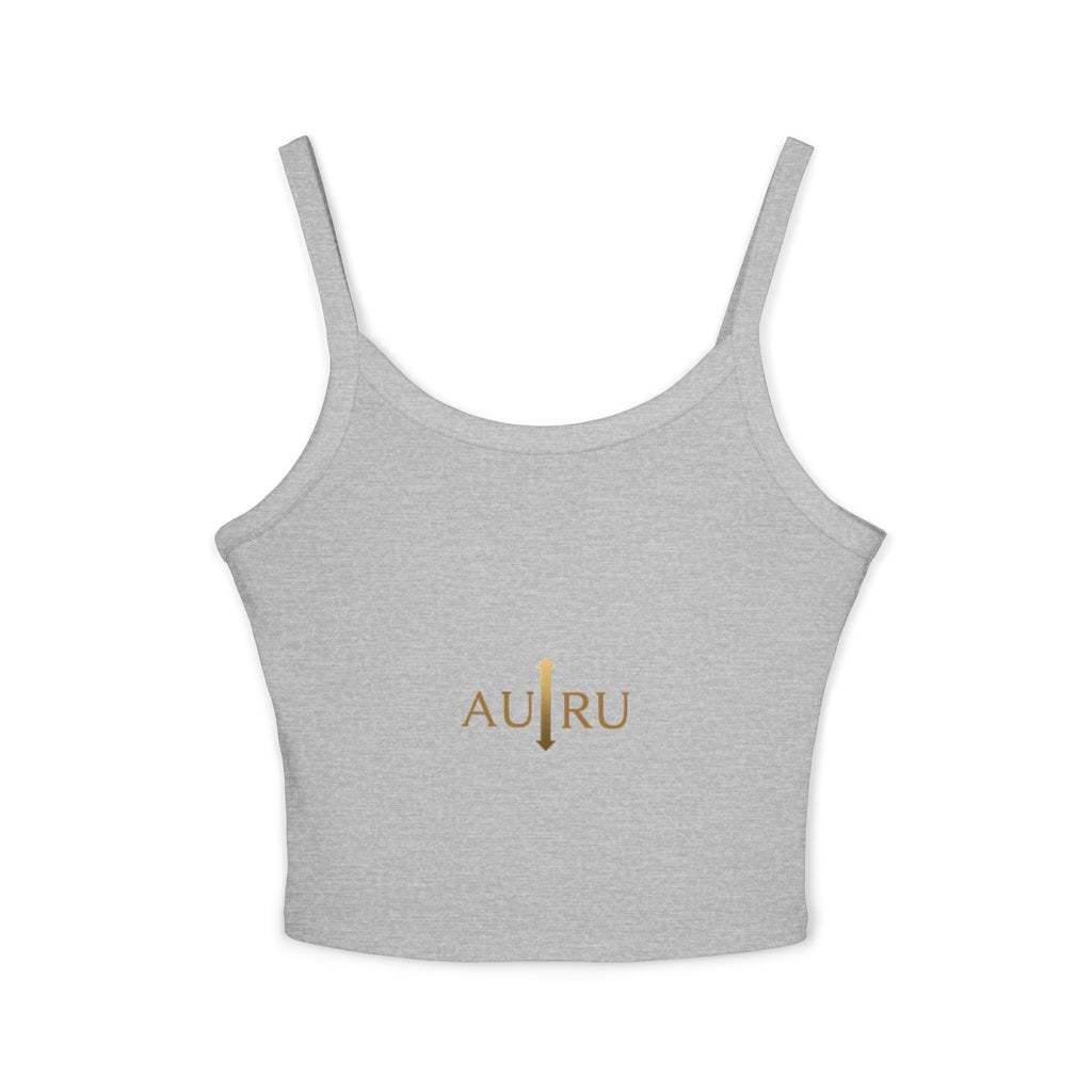 Au/Ru Gold Logo Spaghetti Strap Tank Top — Women's Cropped Logo Tank