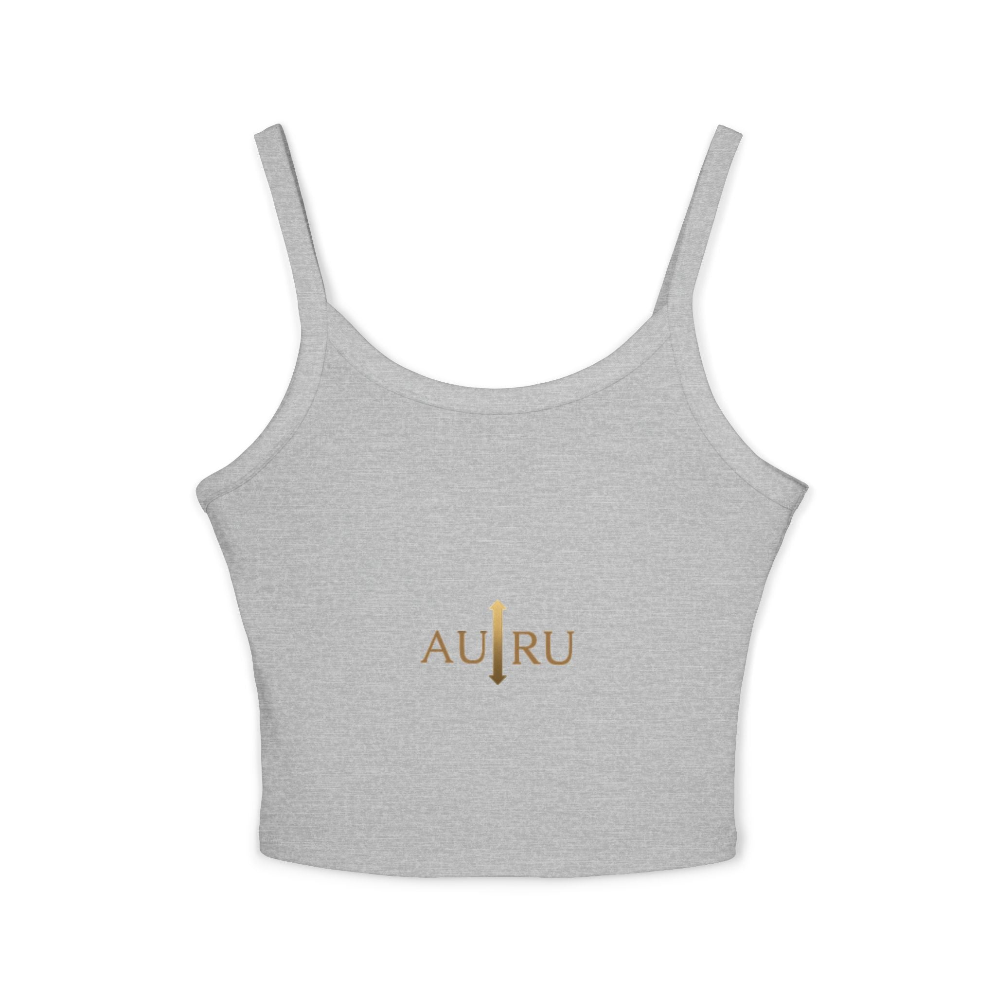 Au/Ru Gold Logo Spaghetti Strap Tank Top — Women's Cropped Logo Tank