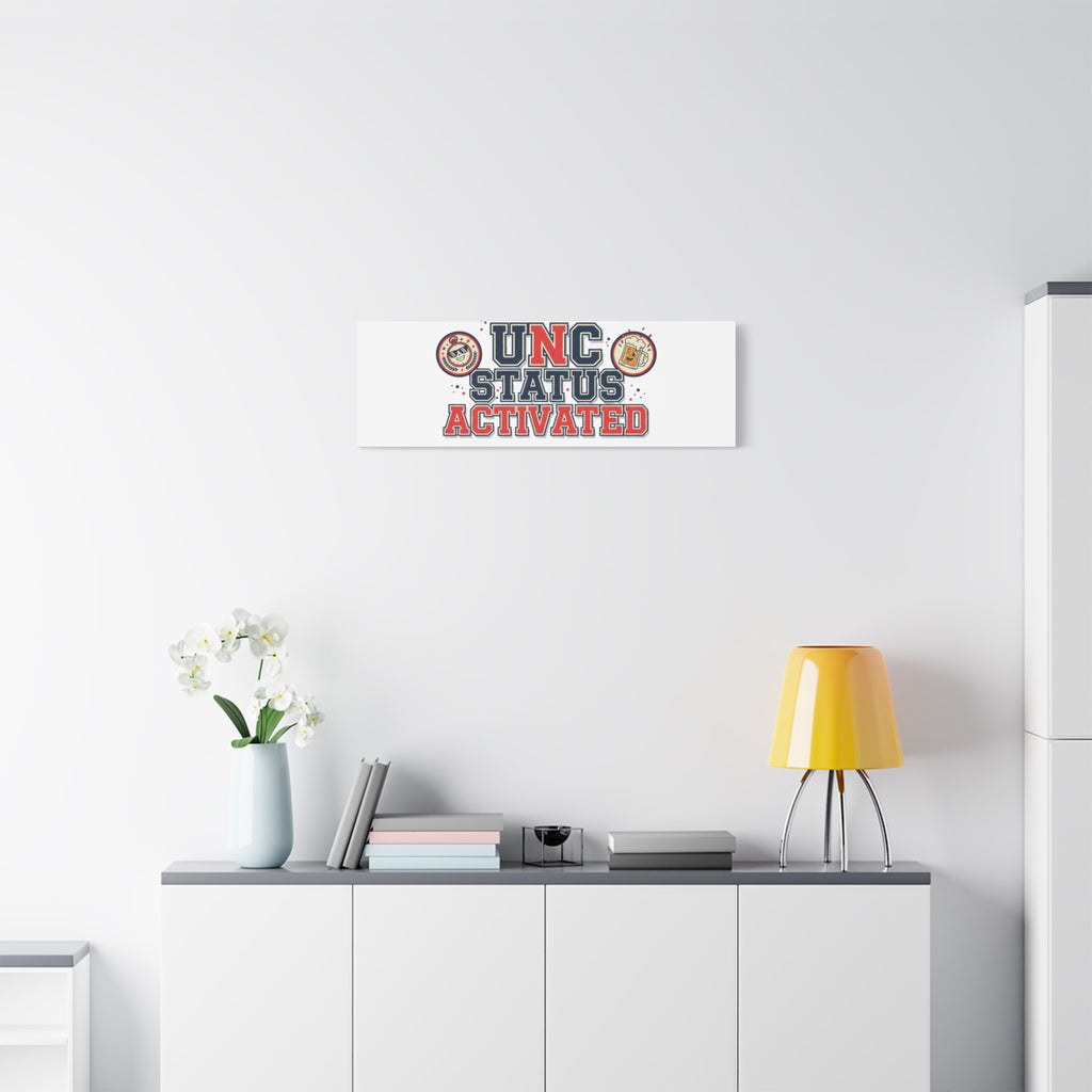 UNC Status Activated Canvas, Stretched | Varsity Crest, Midlife Humor