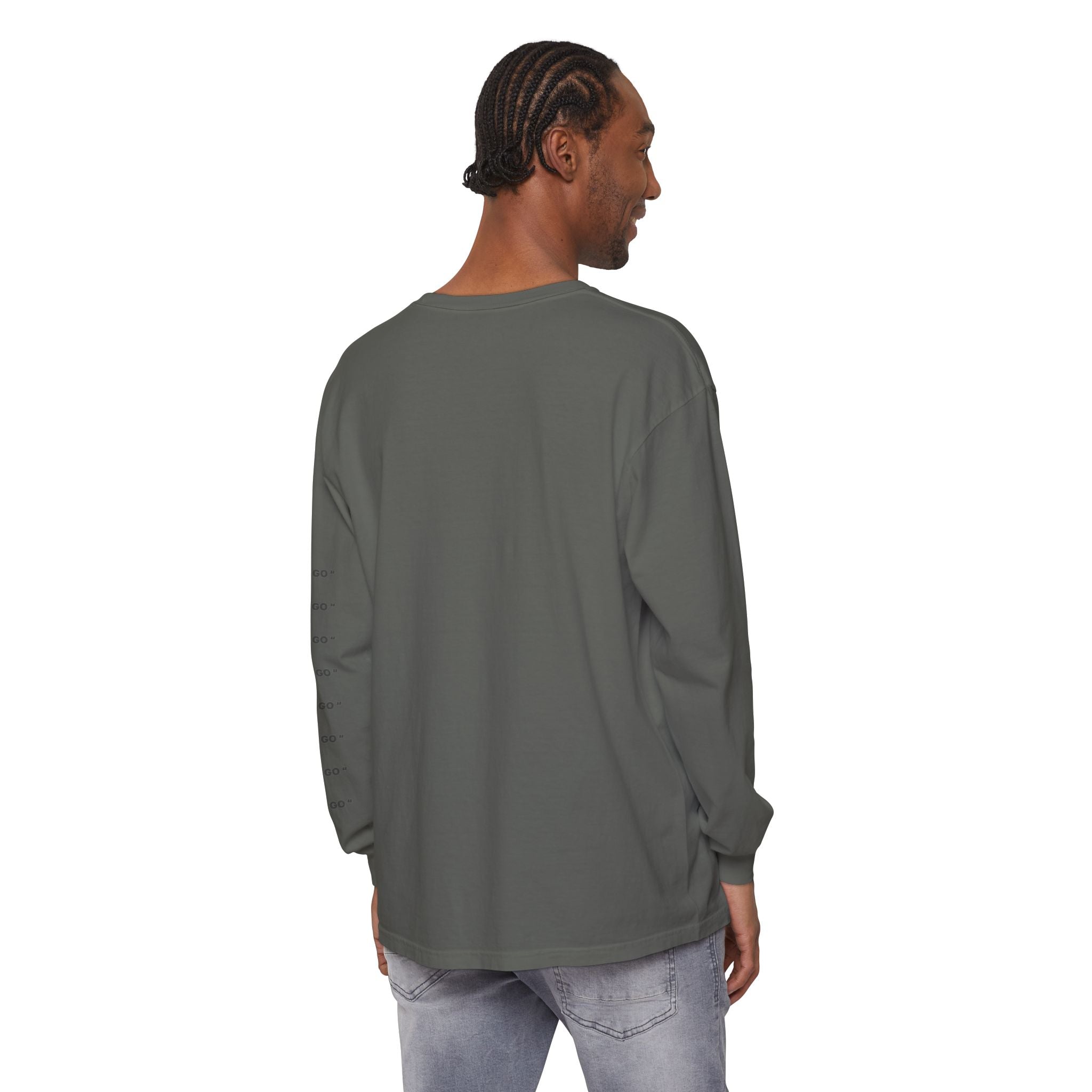 "LET GO" Long Sleeve Tee — Minimalist Inspirational Graphic Shirt