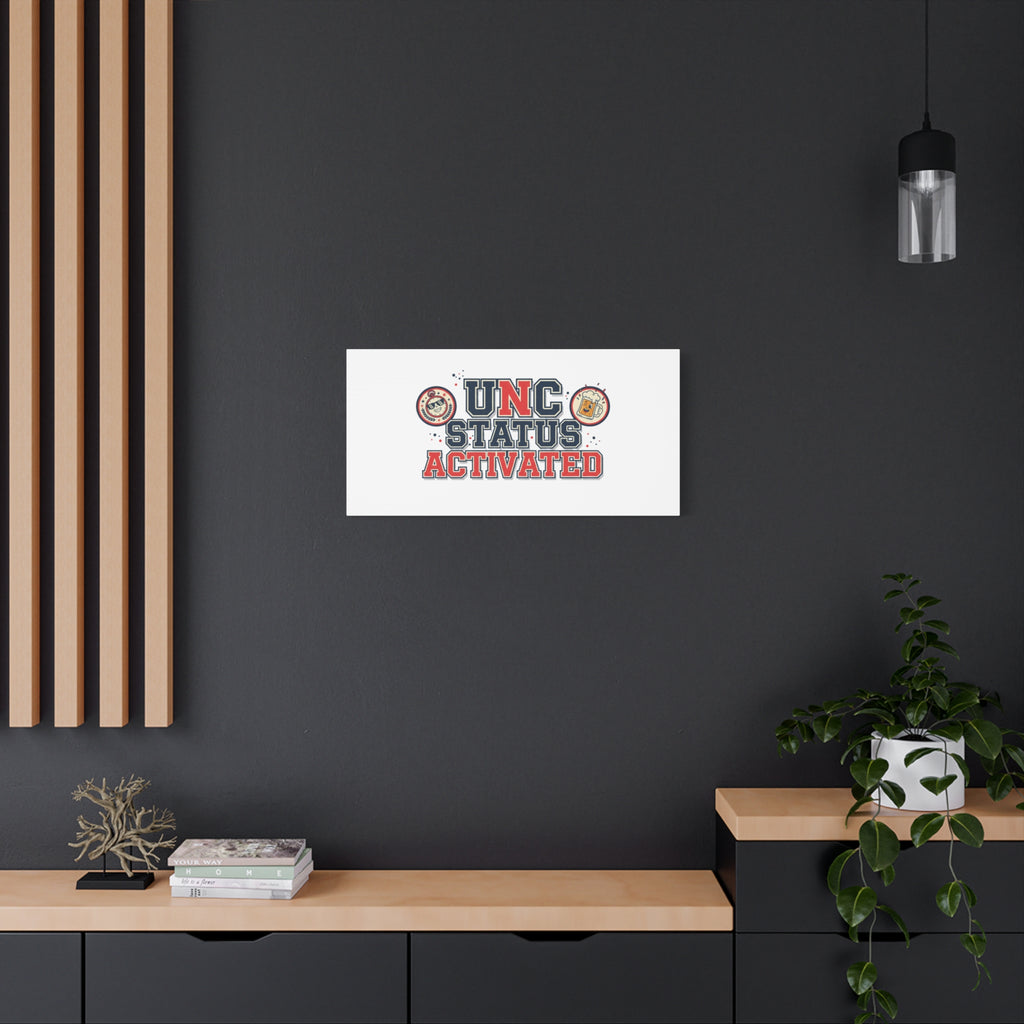 UNC Status Activated Canvas, Stretched | Varsity Crest, Midlife Humor