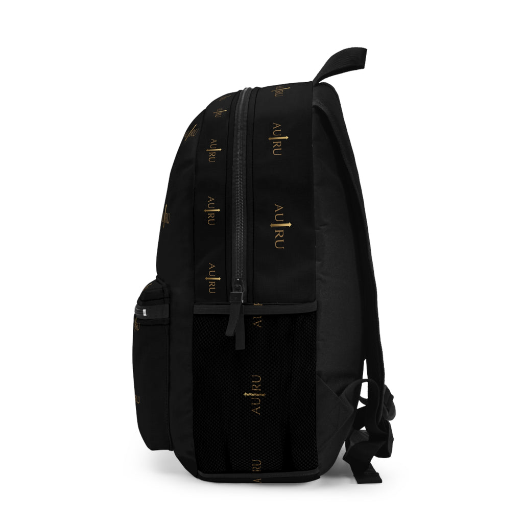 Black Logo Backpack — Sleek AU|RU Monogram Daypack