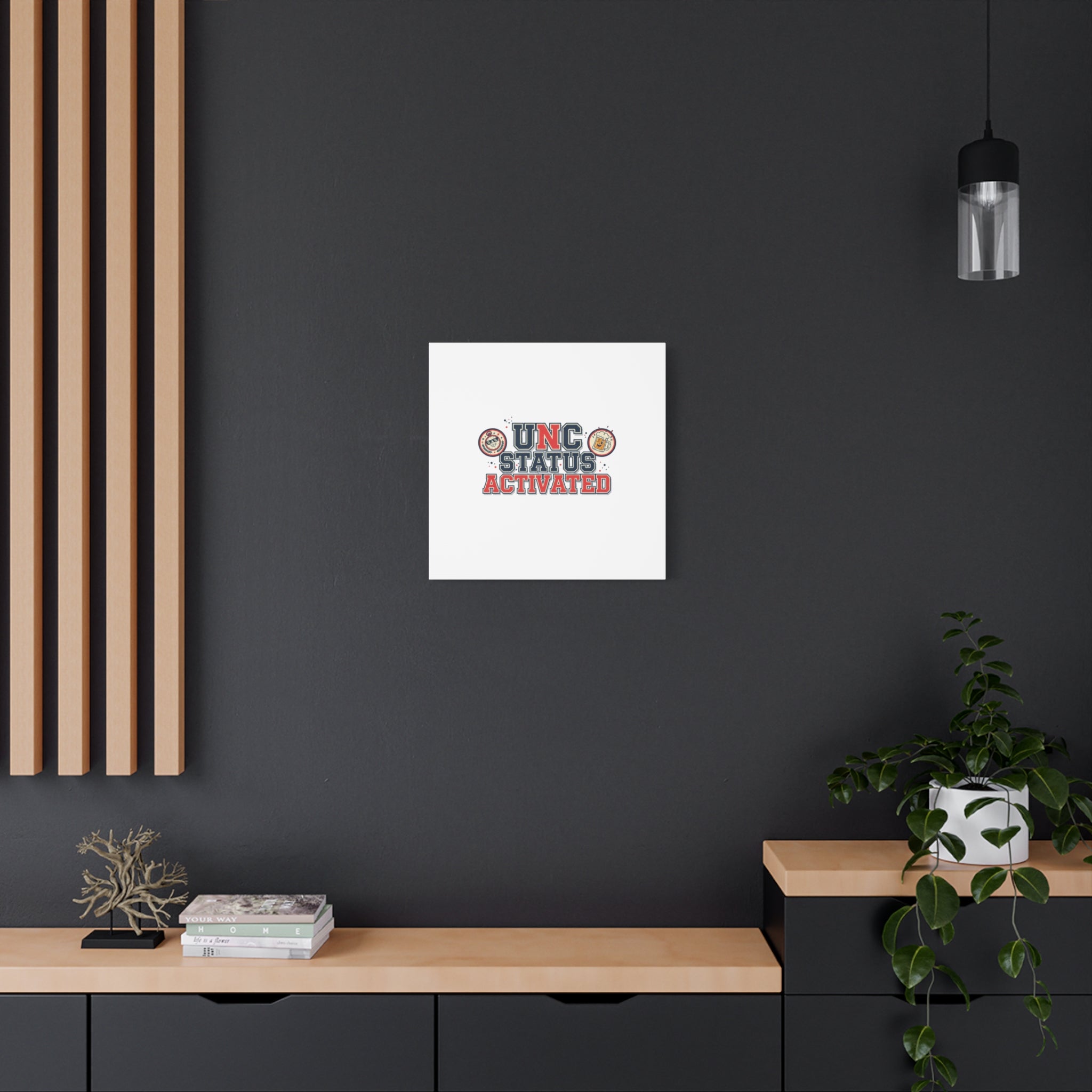 UNC Status Activated Canvas, Stretched | Varsity Crest, Midlife Humor