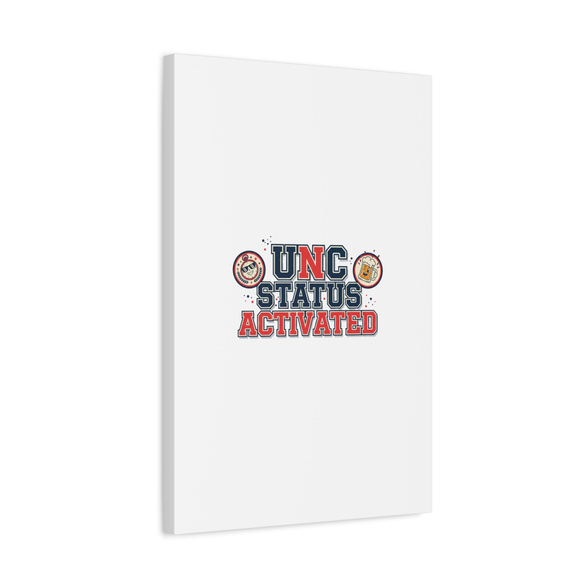UNC Status Activated Canvas, Stretched | Varsity Crest, Midlife Humor