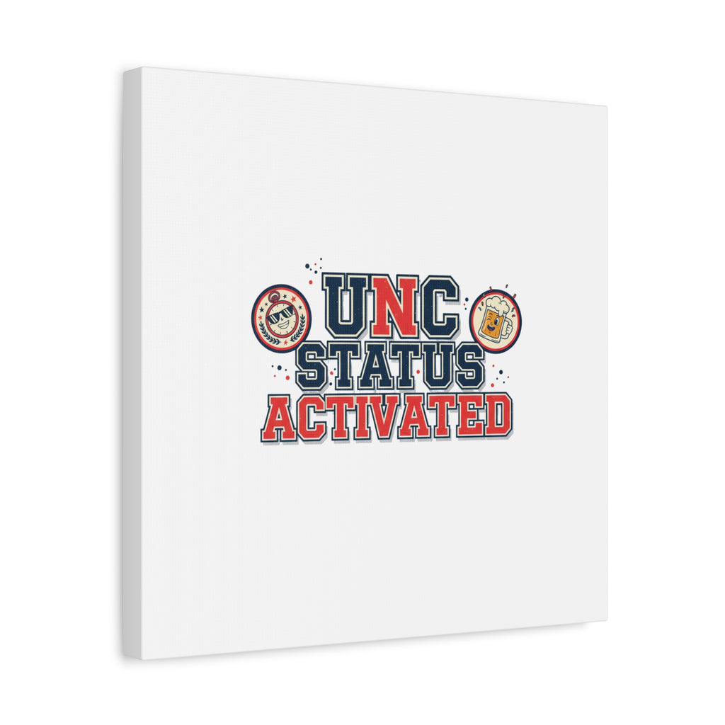 UNC Status Activated Canvas, Stretched | Varsity Crest, Midlife Humor