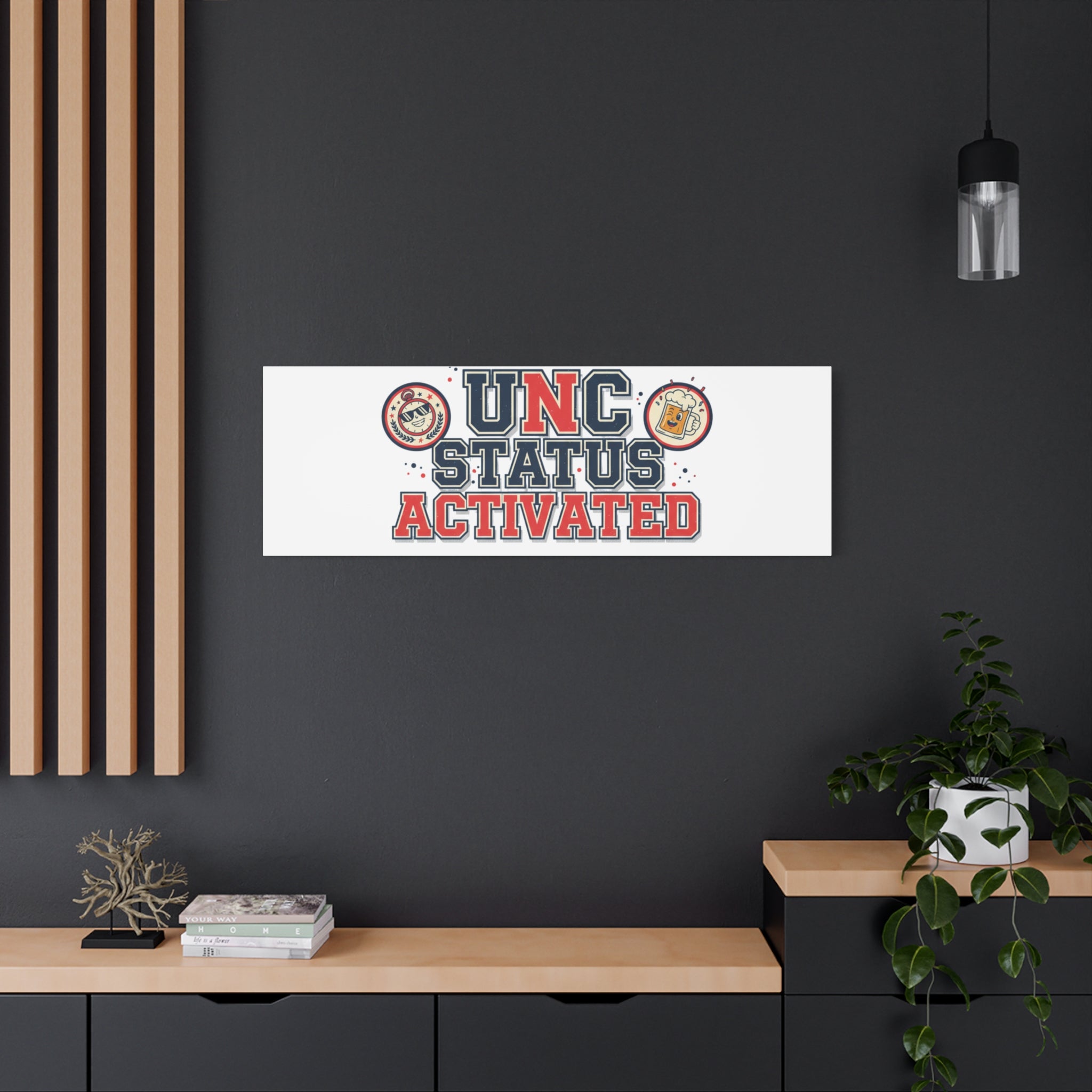 UNC Status Activated Canvas, Stretched | Varsity Crest, Midlife Humor