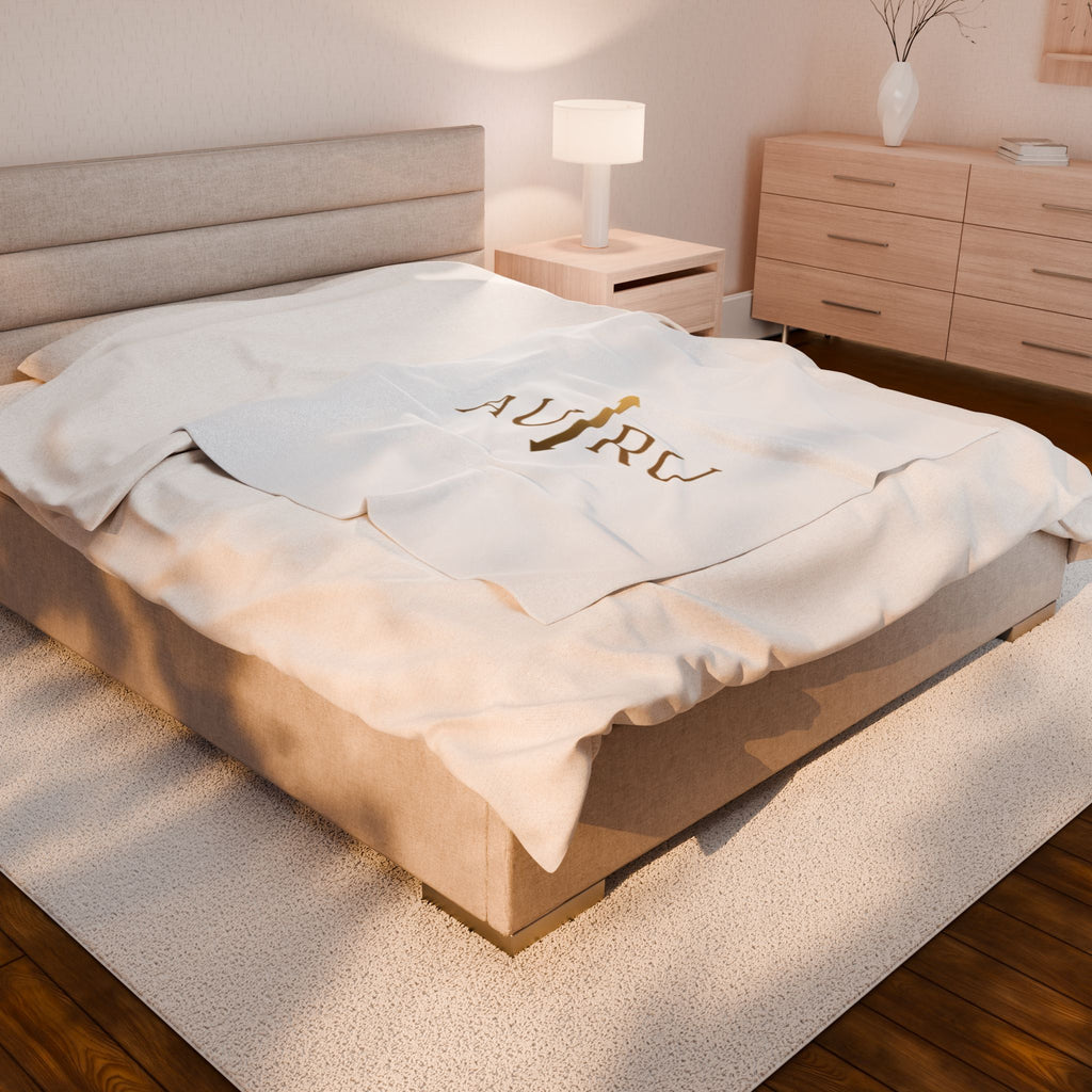 AURU Gold Arrow Velveteen Plush Blanket — Luxe Soft Throw for Home, Gifts & Relaxation