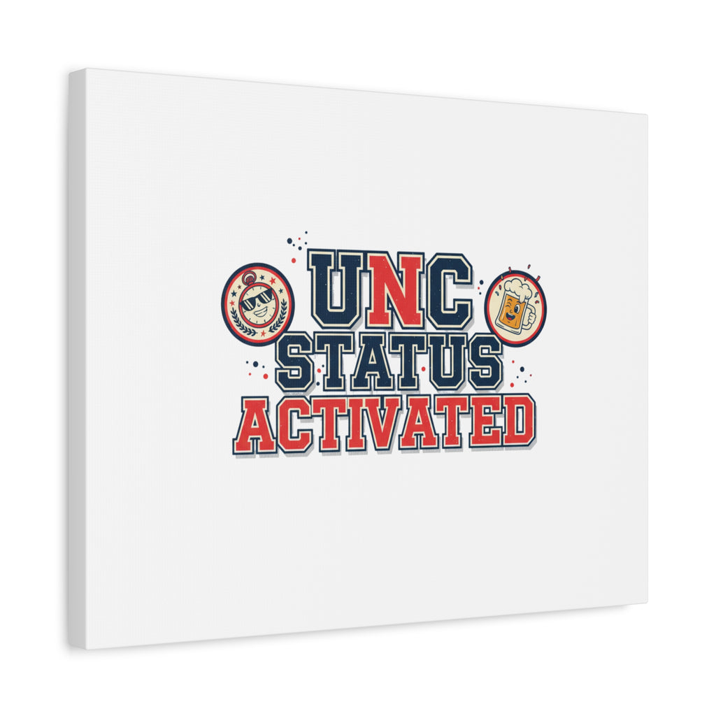 UNC Status Activated Canvas, Stretched | Varsity Crest, Midlife Humor