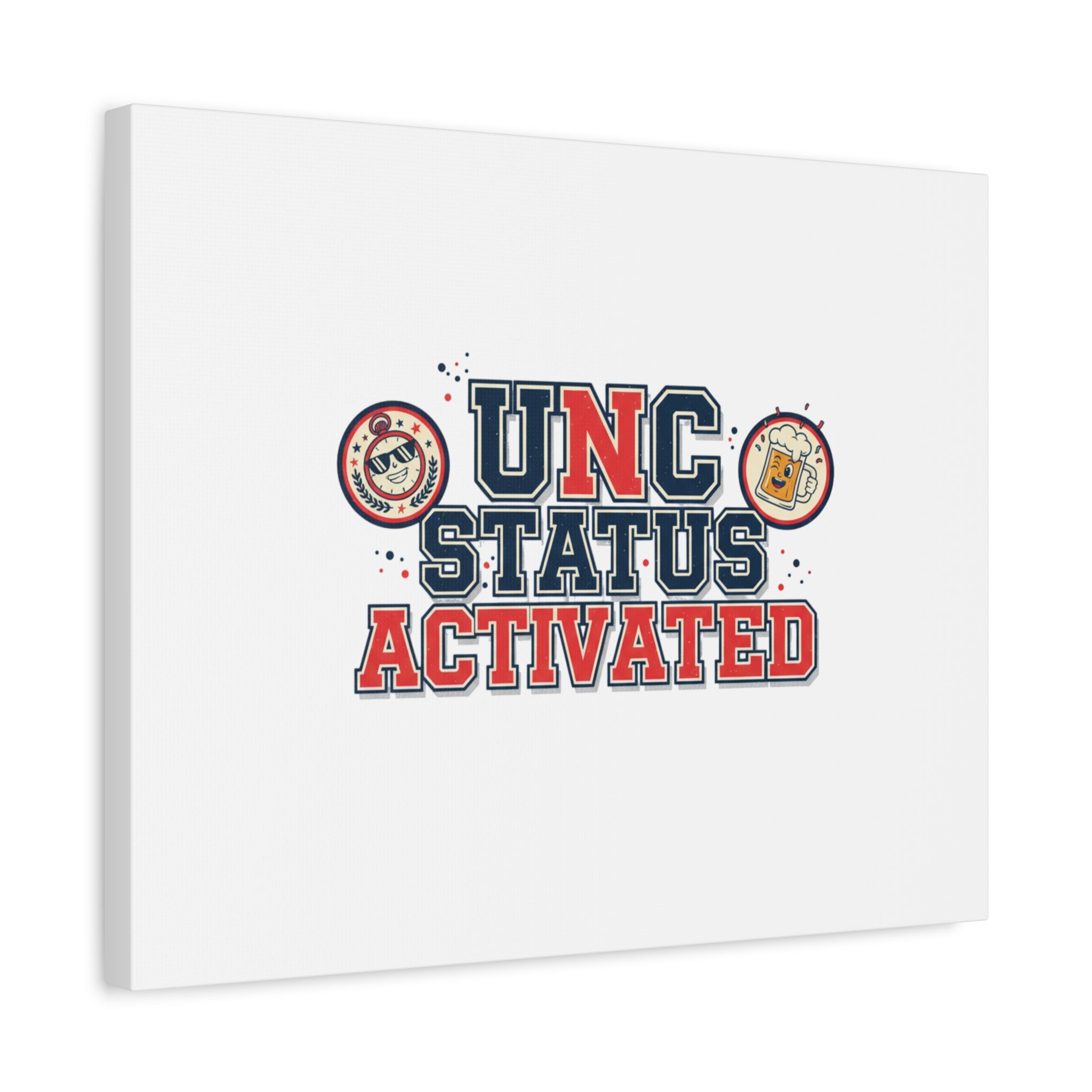 UNC Status Activated Canvas, Stretched | Varsity Crest, Midlife Humor