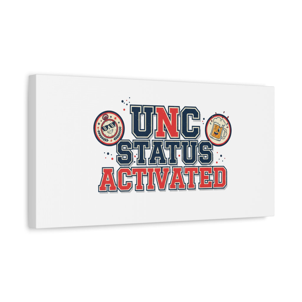 UNC Status Activated Canvas, Stretched | Varsity Crest, Midlife Humor