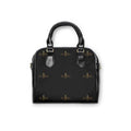 Leather Shoulder Handbag — Black Gold Monogram Tote-AURU
