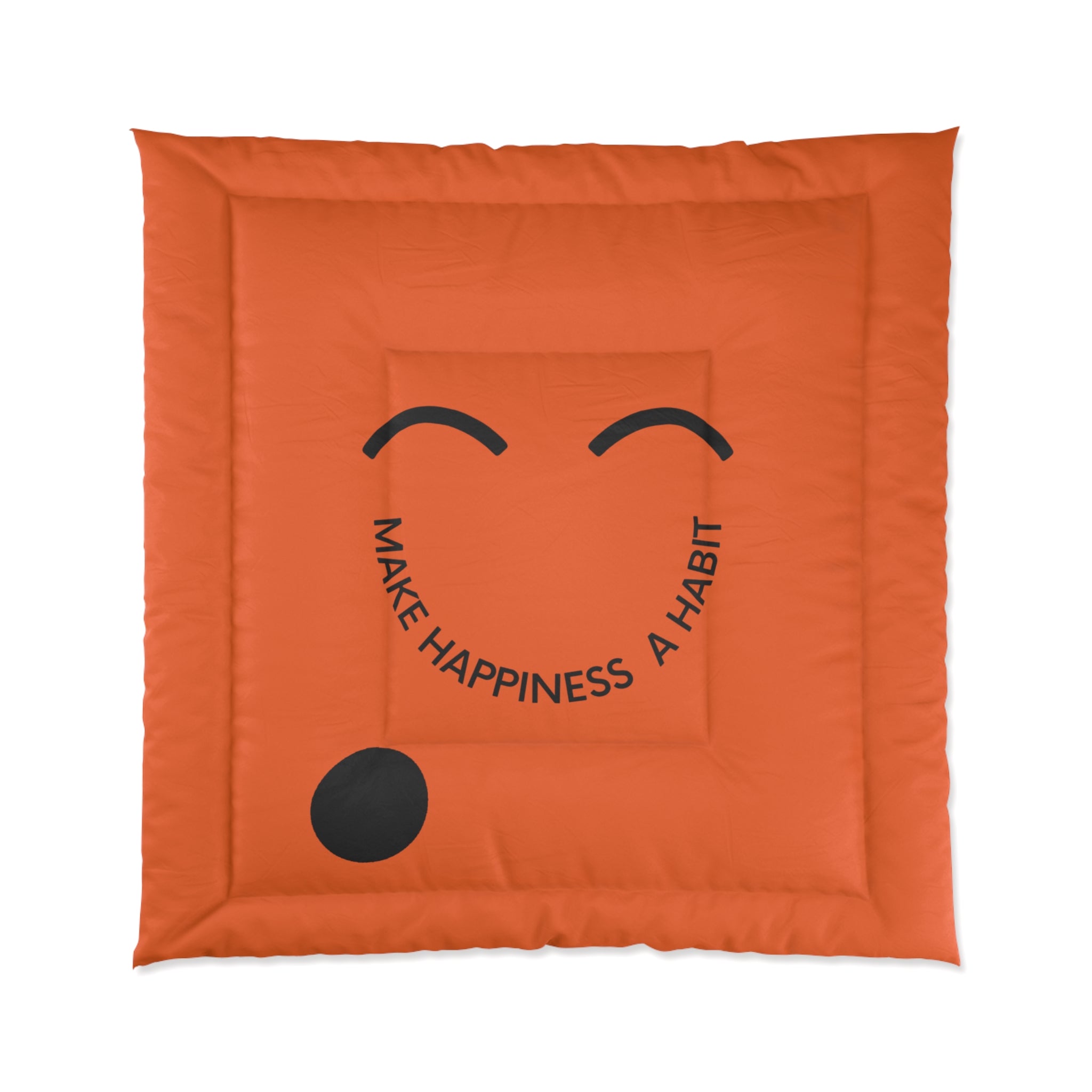Comforter - "Make Happiness a Habit" Smiley Face Orange Bedding