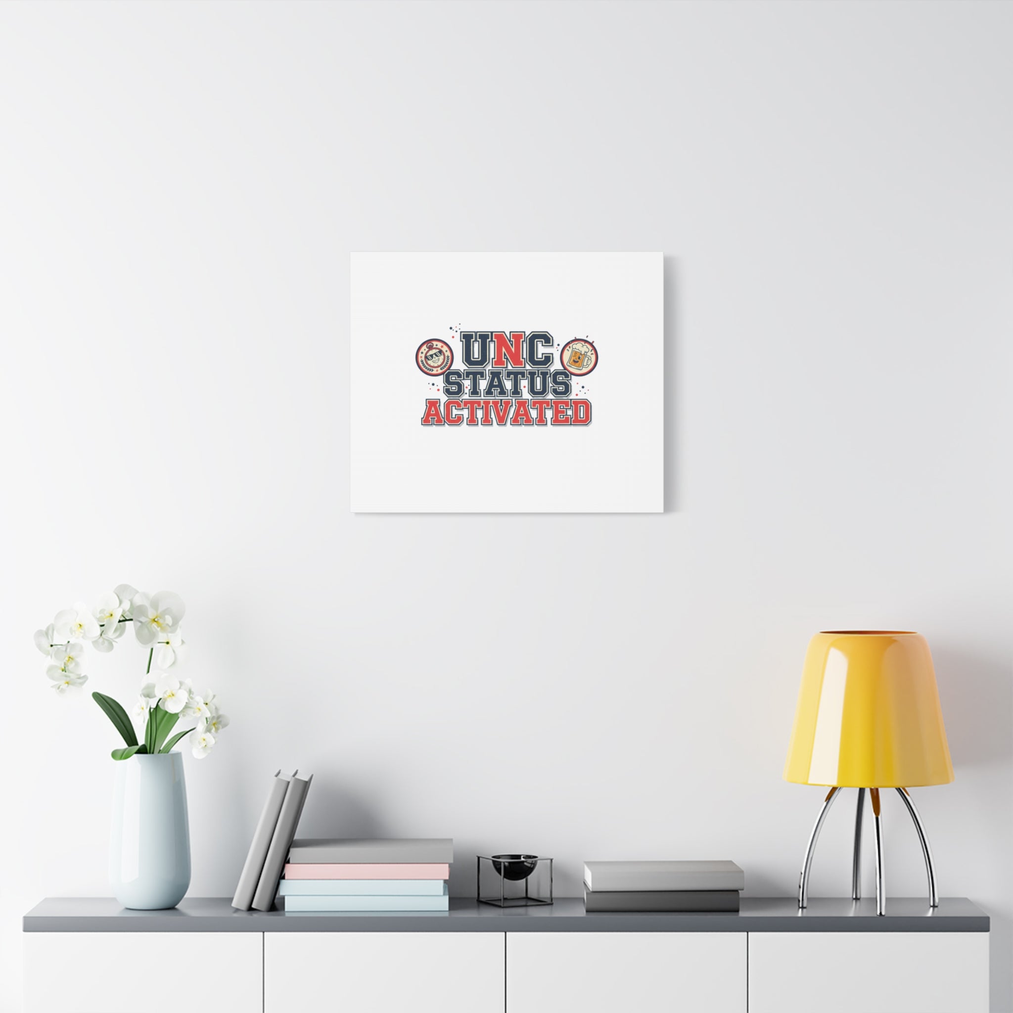 UNC Status Activated Canvas, Stretched | Varsity Crest, Midlife Humor