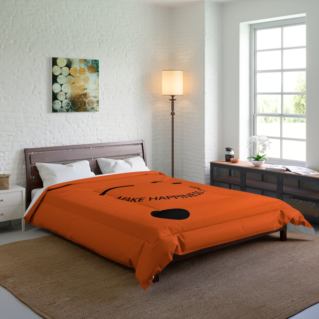 Comforter - "Make Happiness a Habit" Smiley Face Orange Bedding
