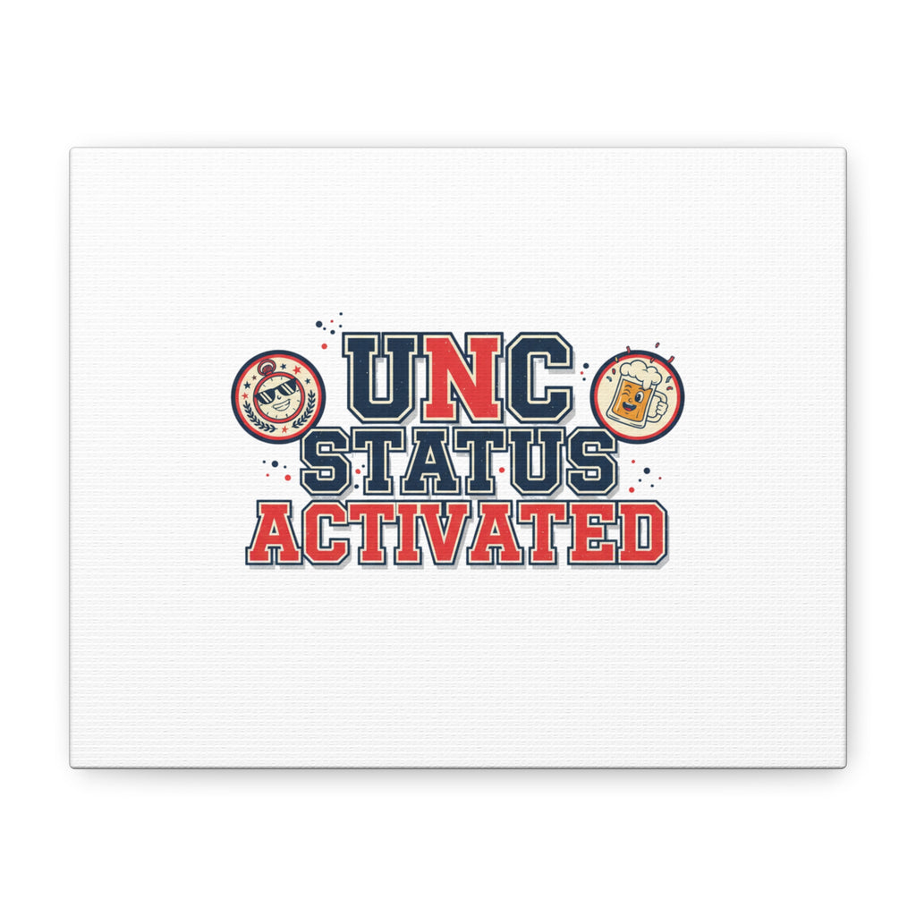 UNC Status Activated Canvas, Stretched | Varsity Crest, Midlife Humor