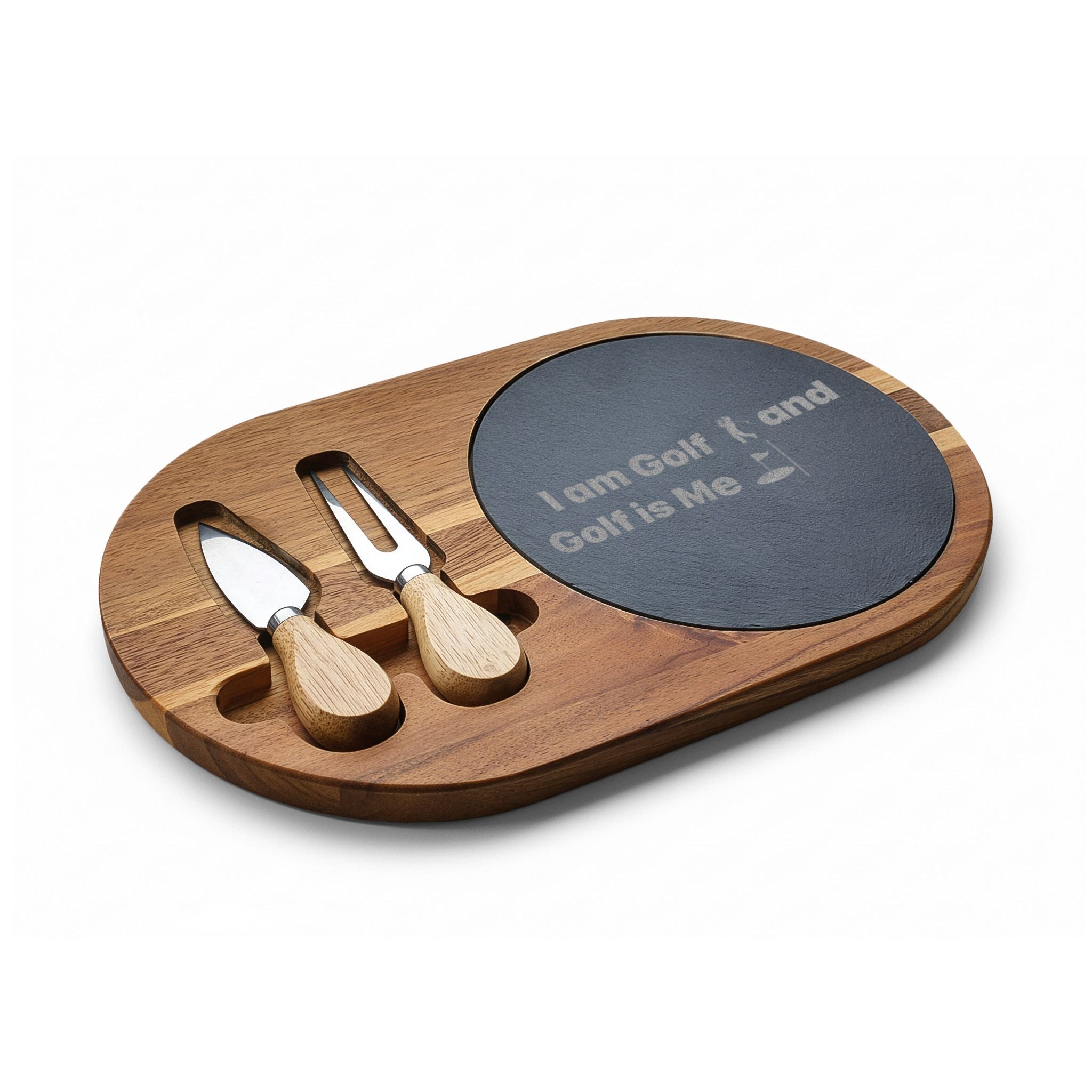Golf Lover Engraved Charcuterie Board with Slate Cheese Set