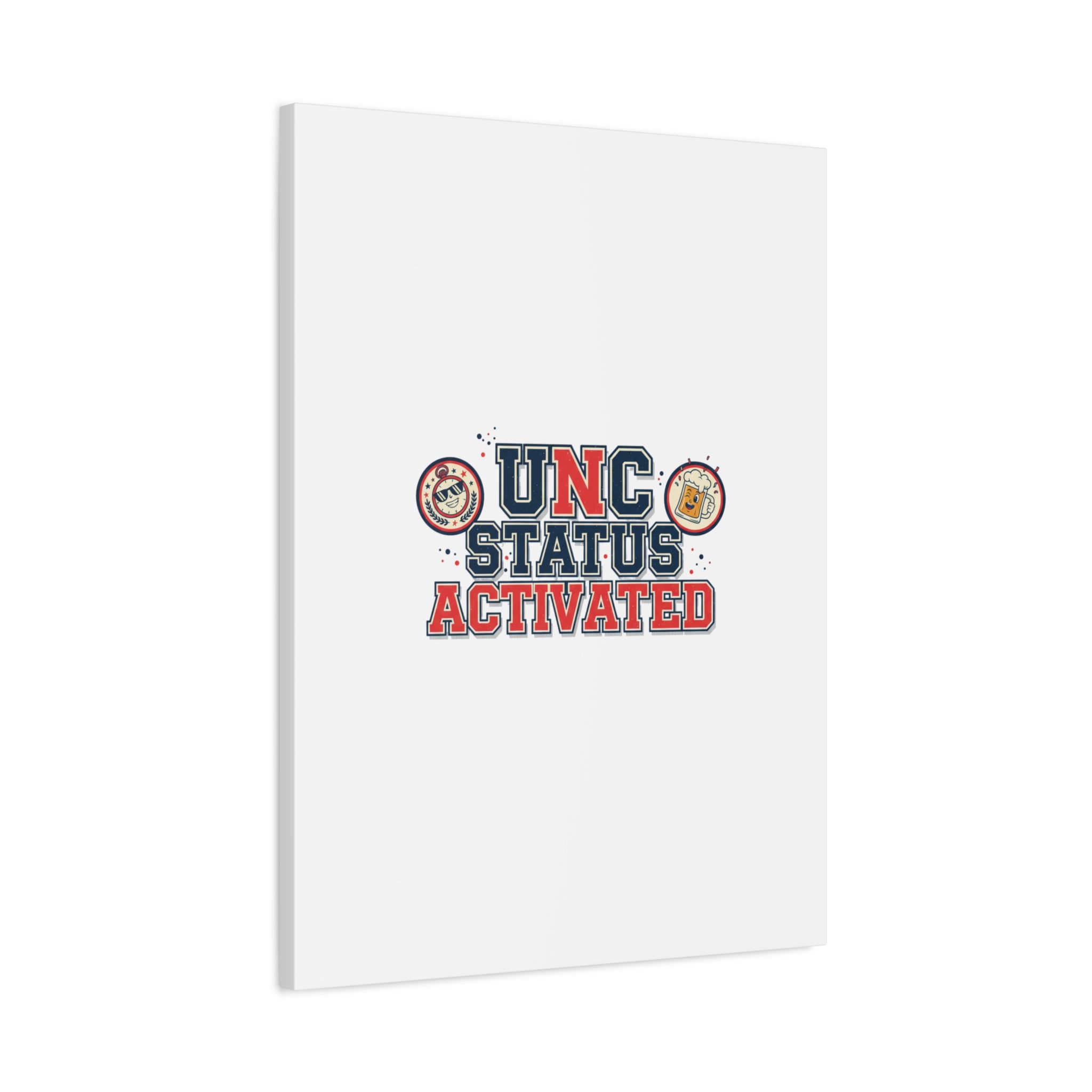 UNC Status Activated Canvas, Stretched | Varsity Crest, Midlife Humor
