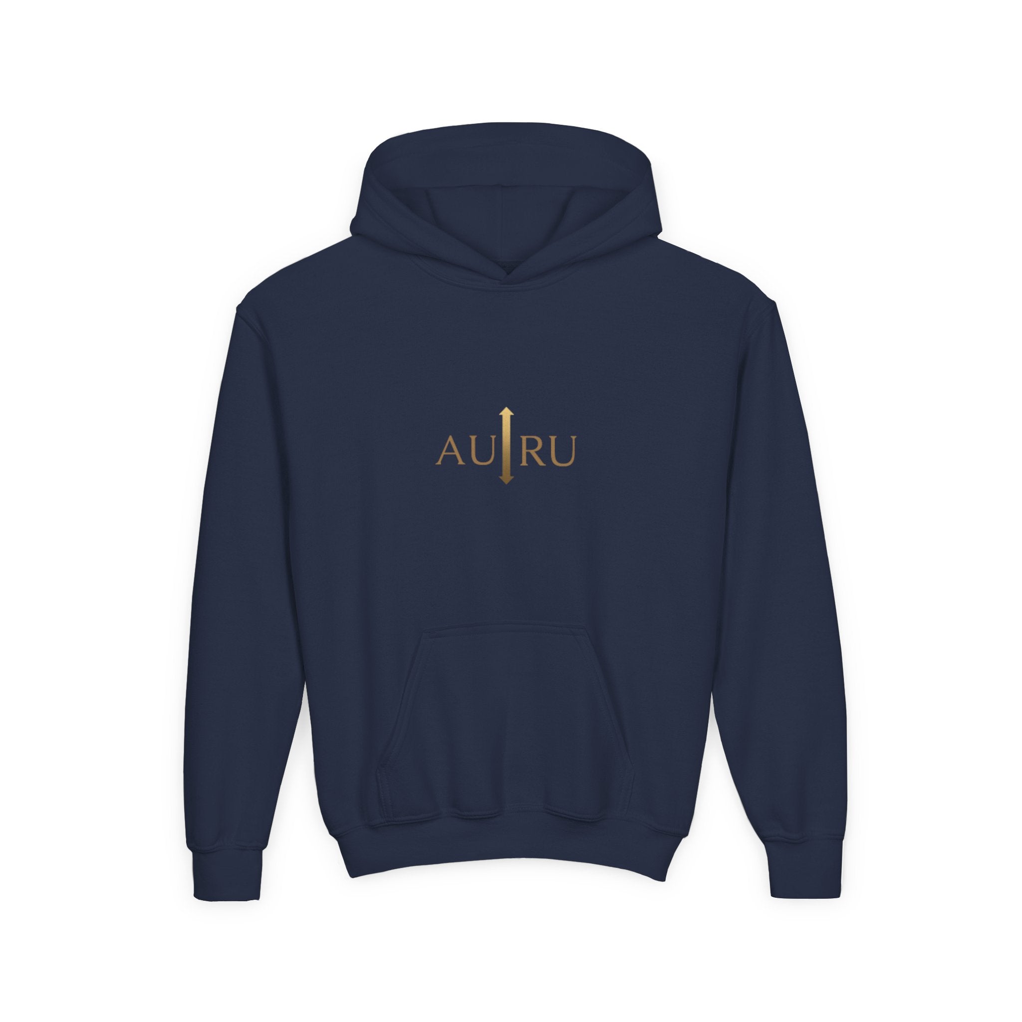 Youth Hoodie — Minimal 'AURU' Gold Logo Pullover